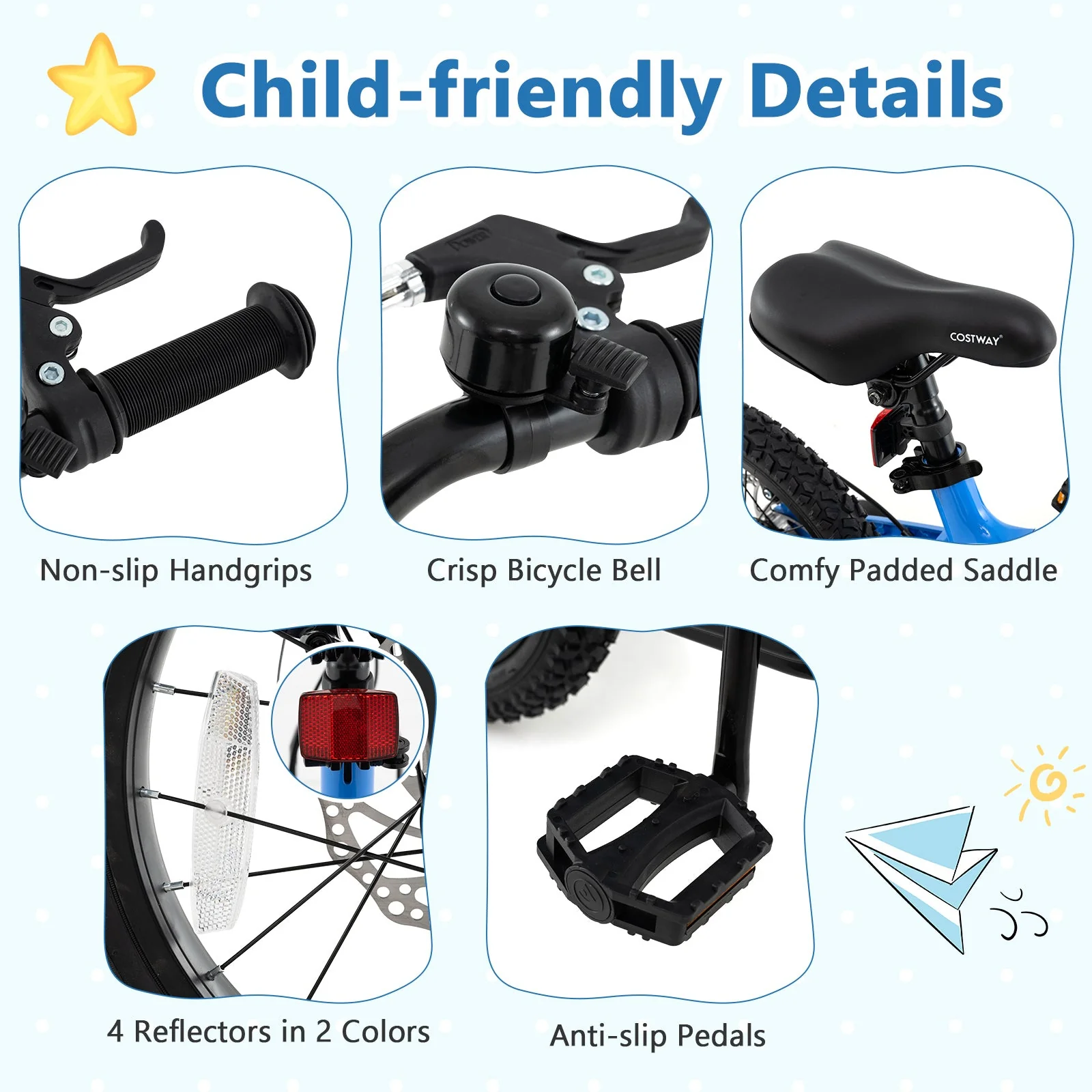 16 Inch Kids Bike Adjustable with Shock Absorber and Bell for Aged 4 to 7-16 inches - Image 8