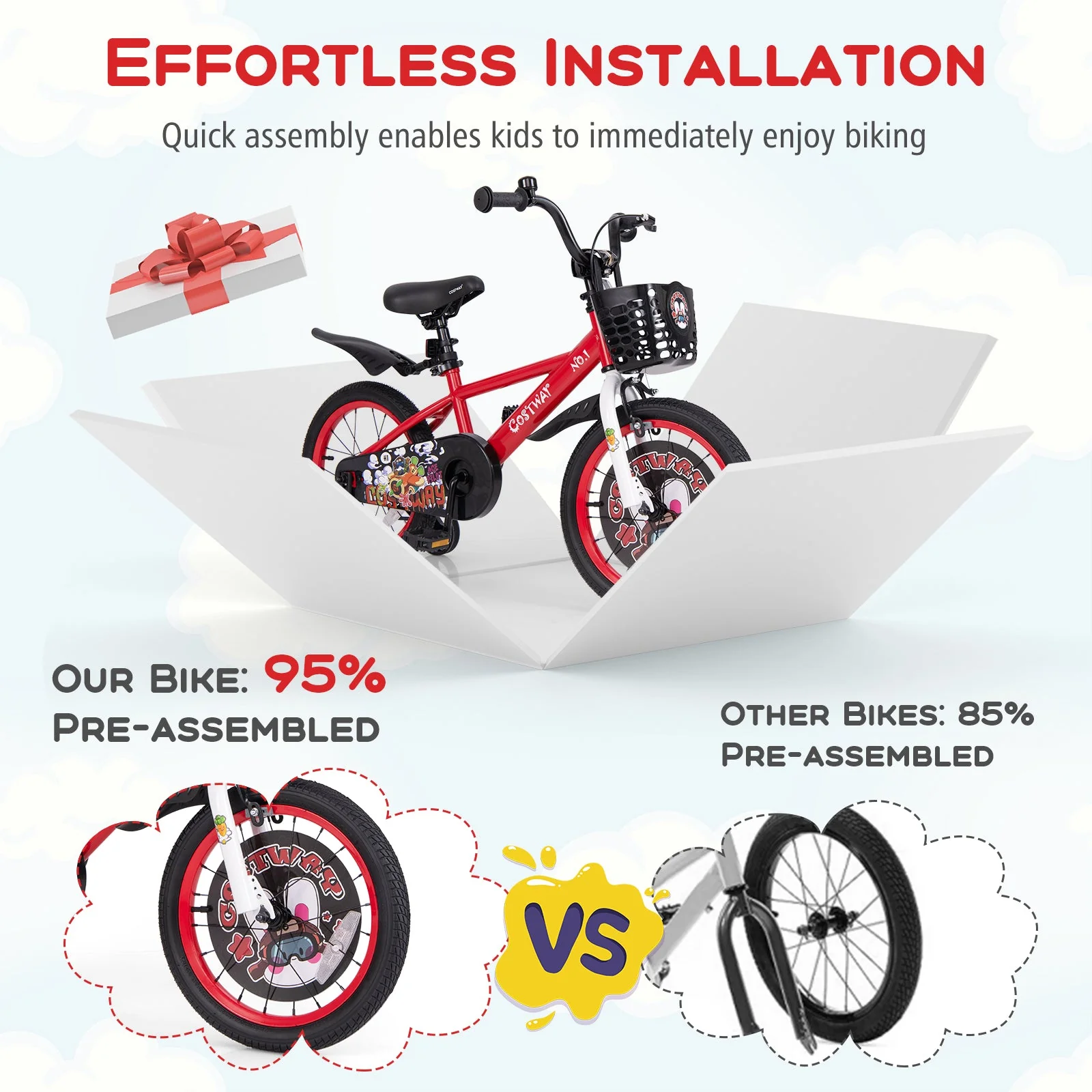 16 Inch Kids Bike Adjustable with Storage Basket and Double Brake for 4-8 Years Old-16 inches - Image 4