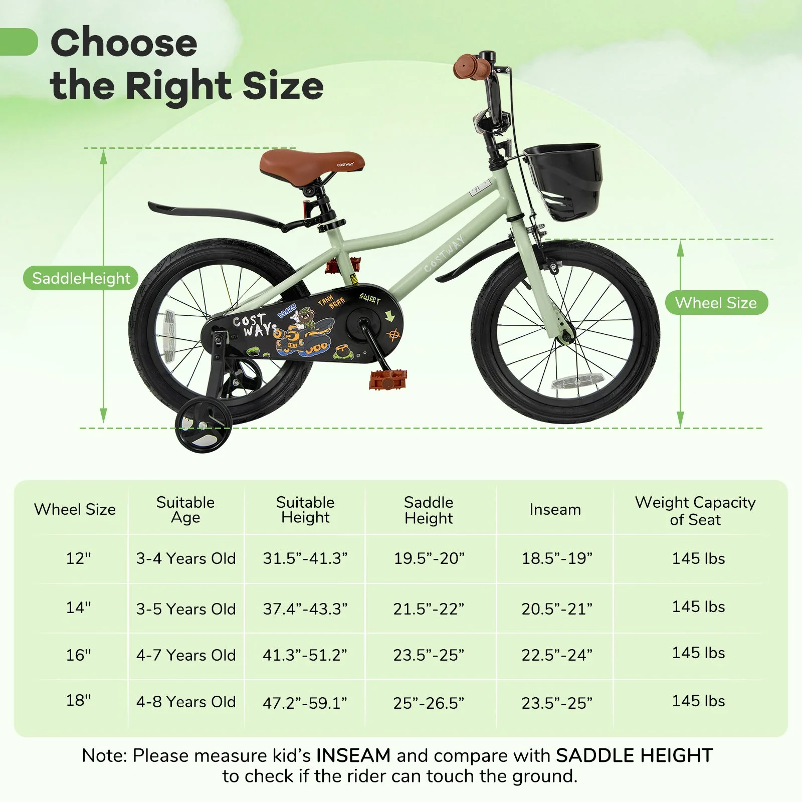 16-Inch Kids Bike Adjustable with Training Wheels for 4-7 Years Old - Image 4
