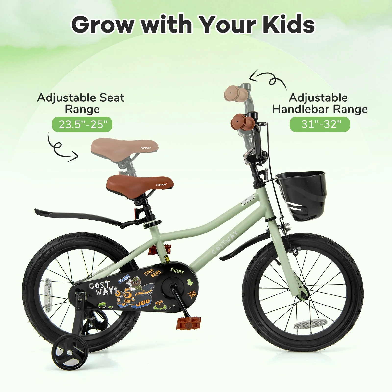 16-Inch Kids Bike Adjustable with Training Wheels for 4-7 Years Old - Image 6
