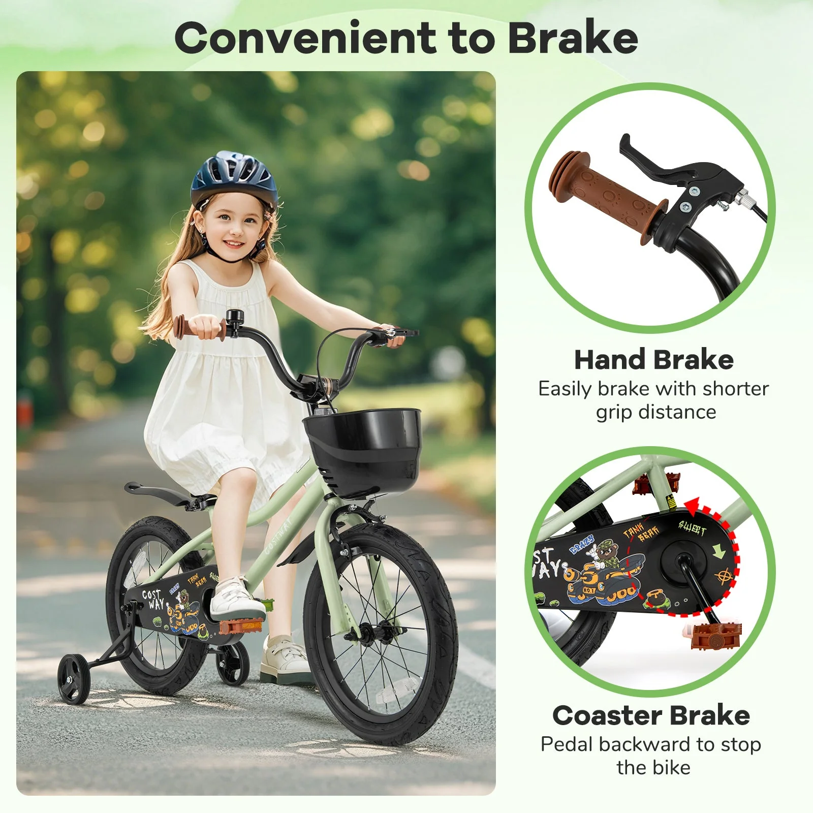 16-Inch Kids Bike Adjustable with Training Wheels for 4-7 Years Old - Image 7