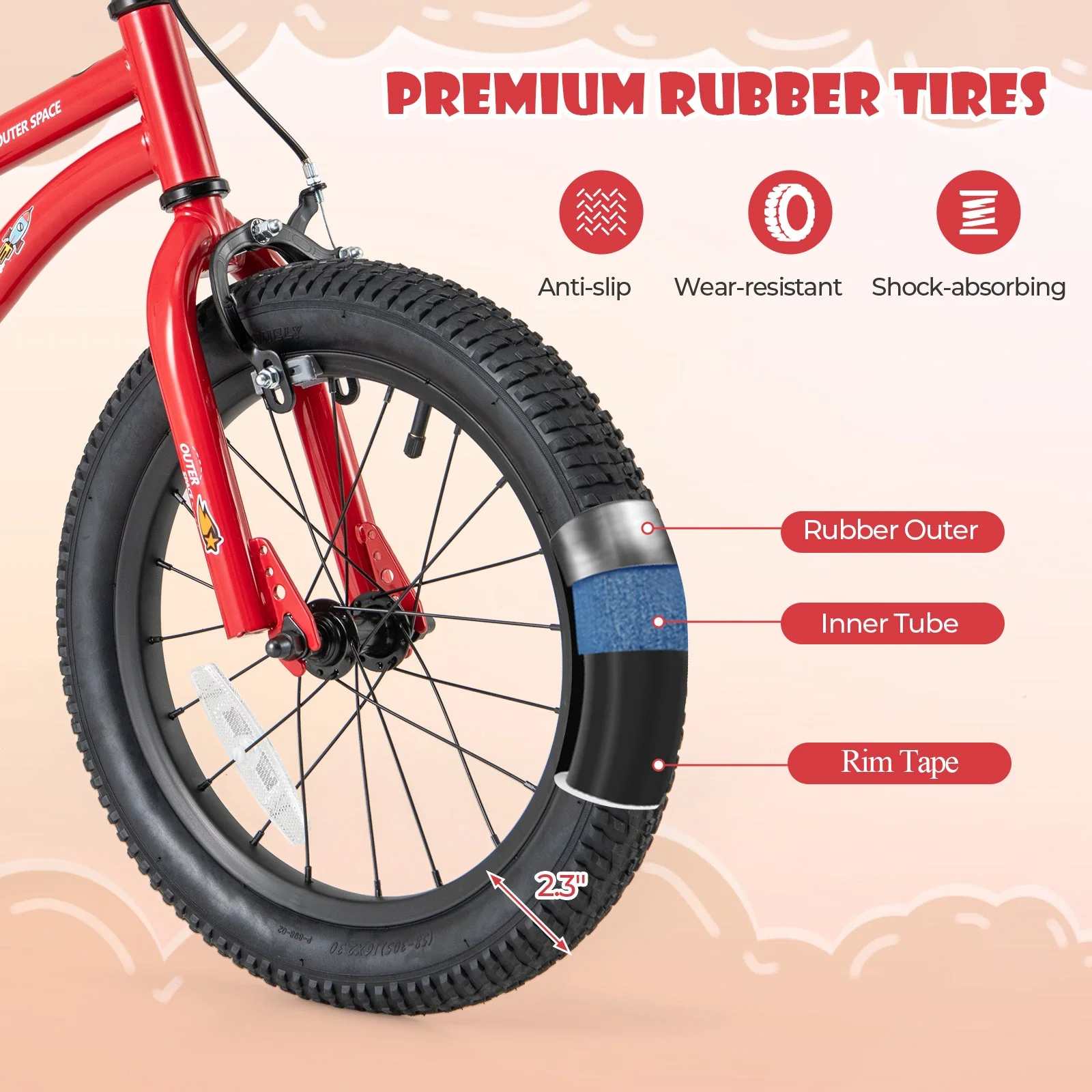 16-Inch Kids Bike Ages 4-7 with Handbrake and Coaster Brake and Bell Ring-16 inches - Image 8