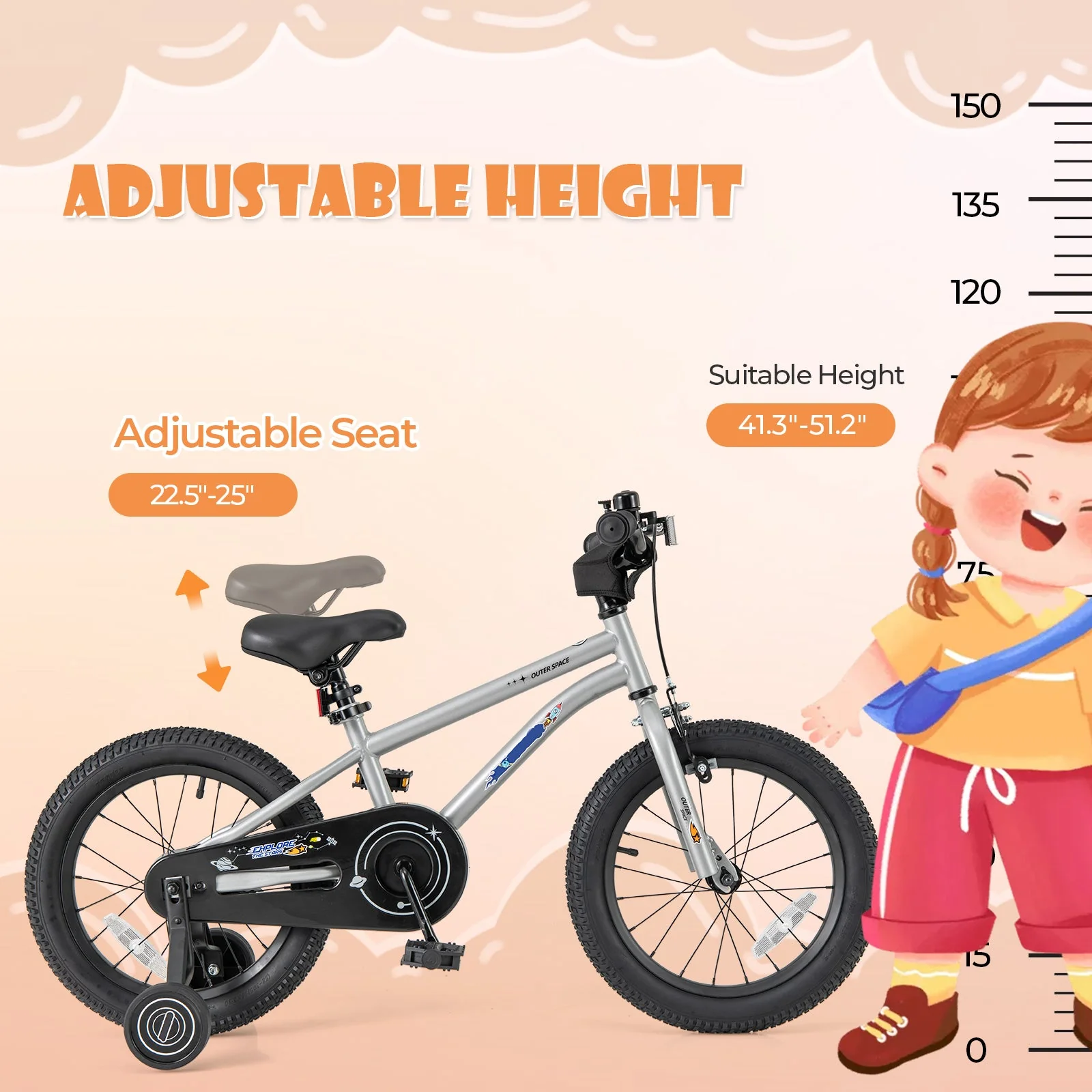 16-Inch Kids Bike Bicycle for Boys Girls 4-7 Adjustable with High Carbon Steel Frame-16 inches - Image 5