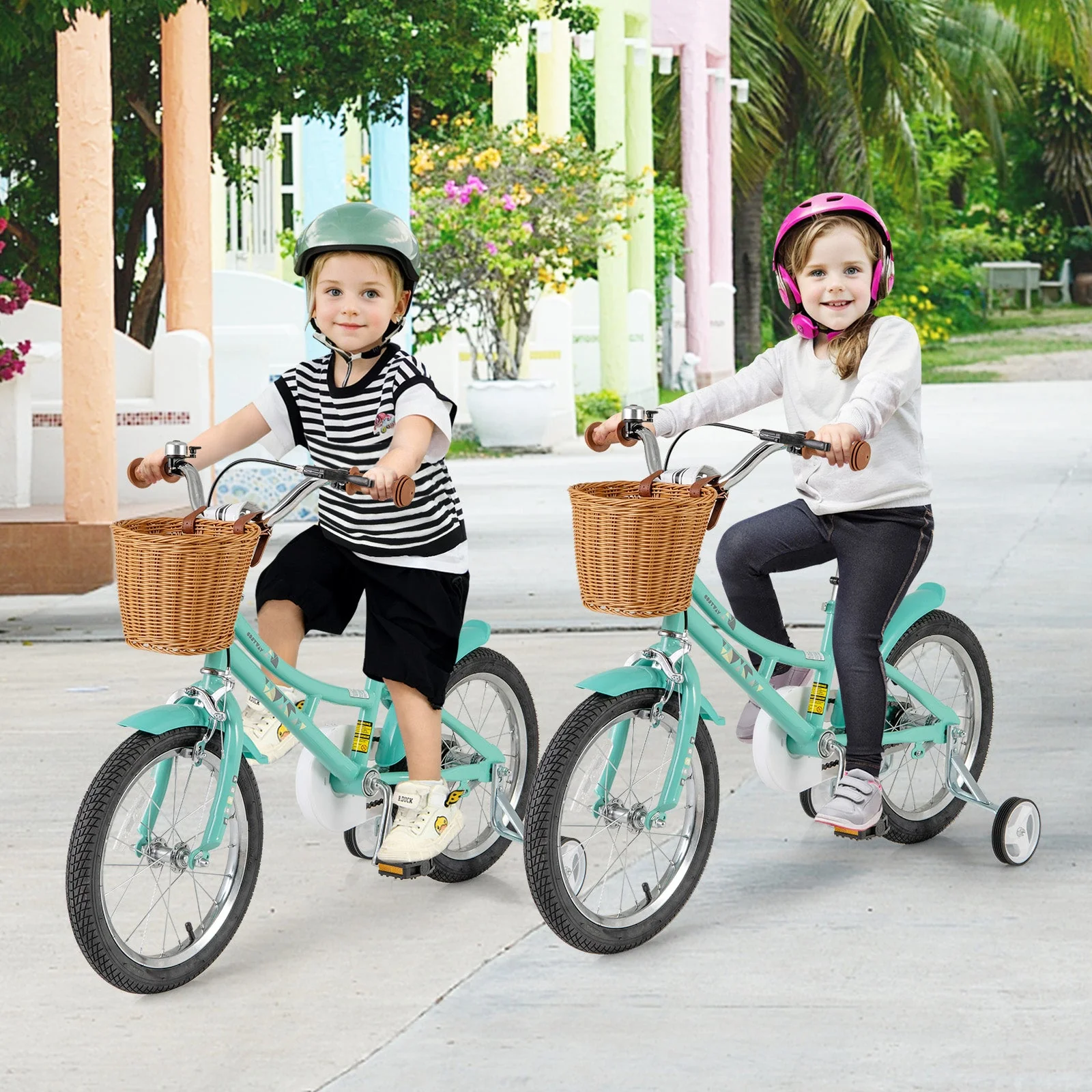 16 Inch Kids Bike Bicycle with Training Wheels and 2 Brake System Ages 4-7 Years Old-16 inches - Image 2
