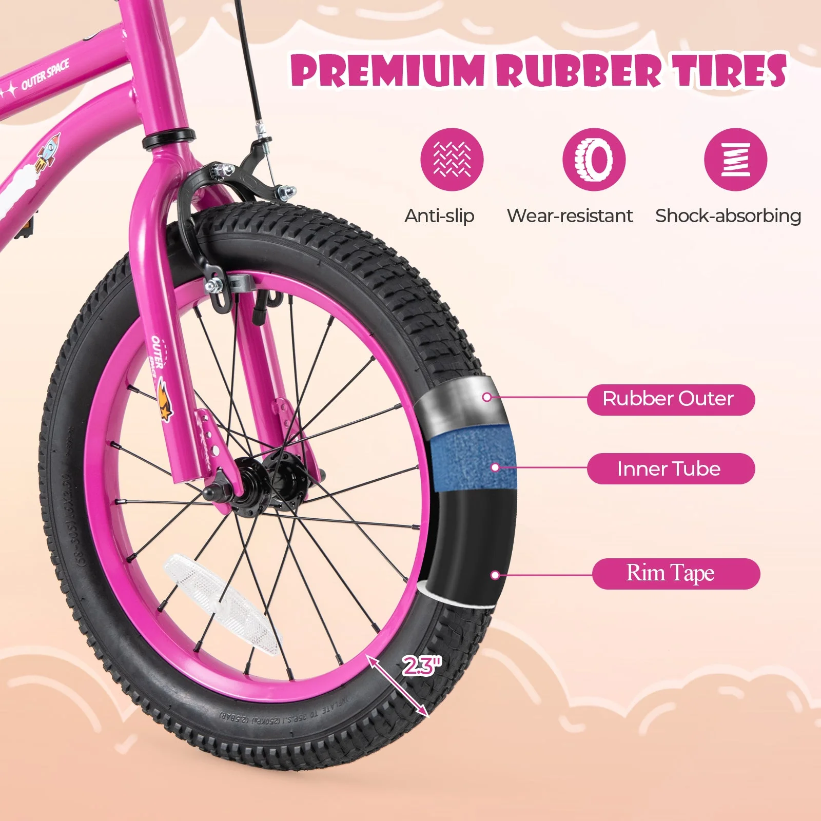 16-Inch Kids Bike for 4-7 Years Old Adjustable with Removable Training Wheels-16 inches - Image 6