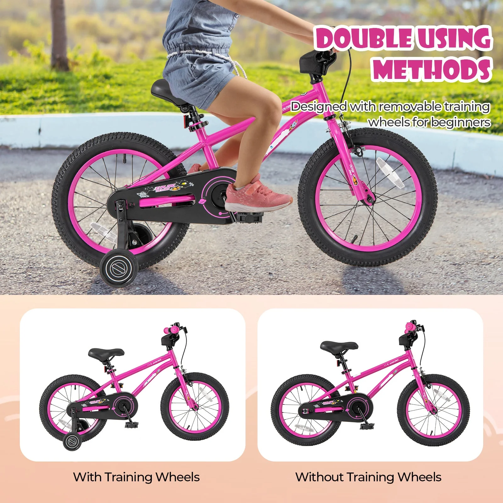 16-Inch Kids Bike for 4-7 Years Old Adjustable with Removable Training Wheels-16 inches - Image 7