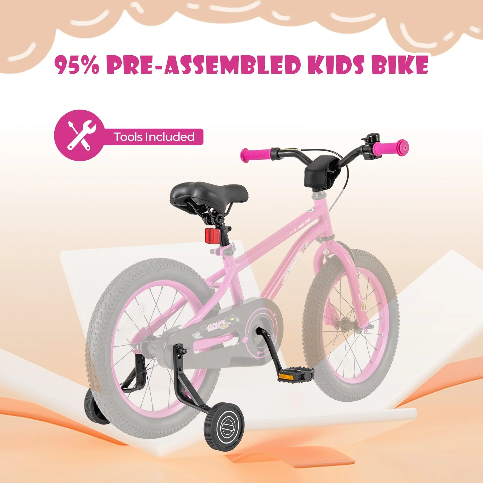 16-Inch Kids Bike for 4-7 Years Old Adjustable with Removable Training Wheels-16 inches - Image 8