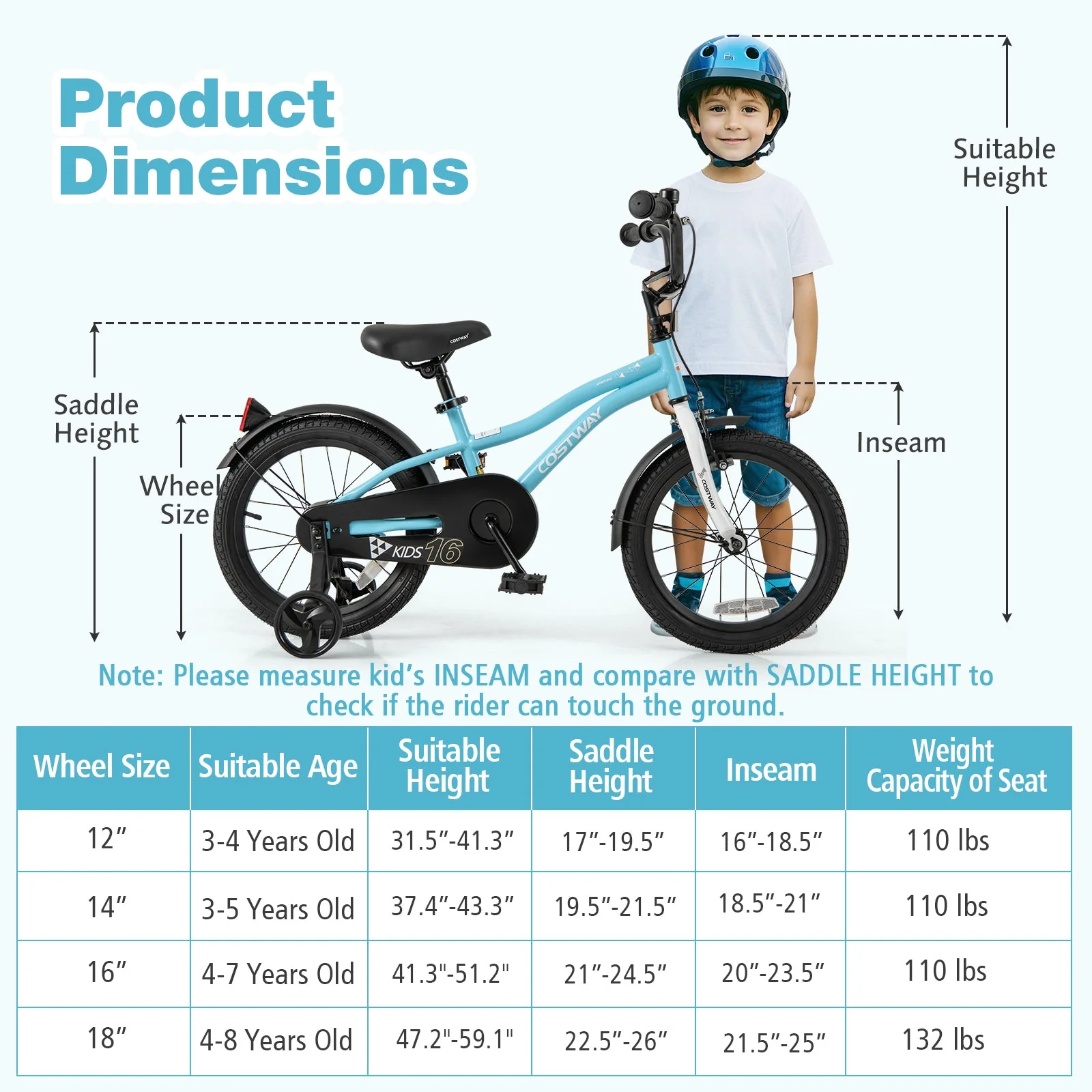 16-Inch Kids Bike for 4-7 Years Old Children Bicycle with Training Wheels - Image 4