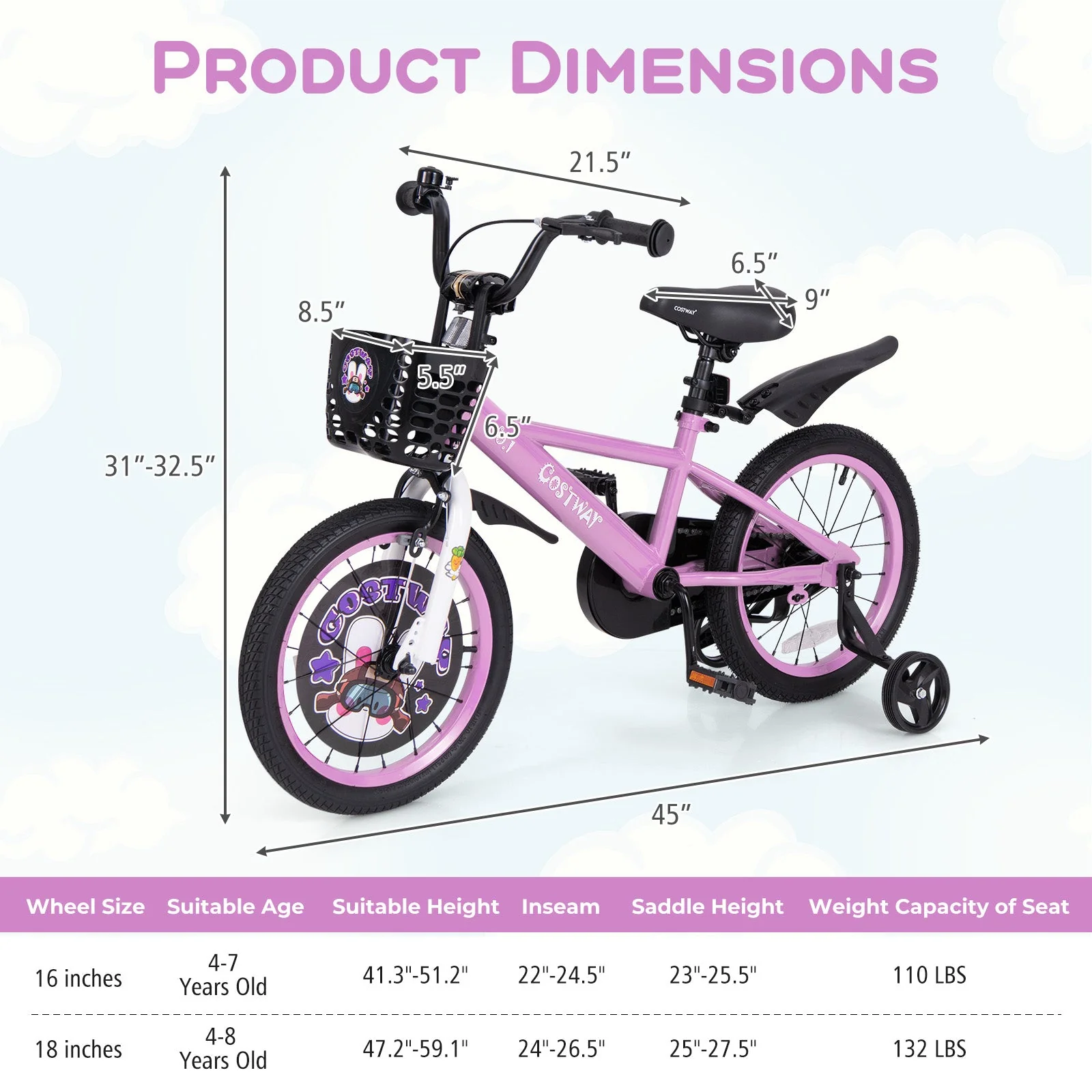 16 Inch Kids Bike for 4-8 Years Old Sport Bicycle with Adjustable Handlebar and Saddle-16 inches - Image 4