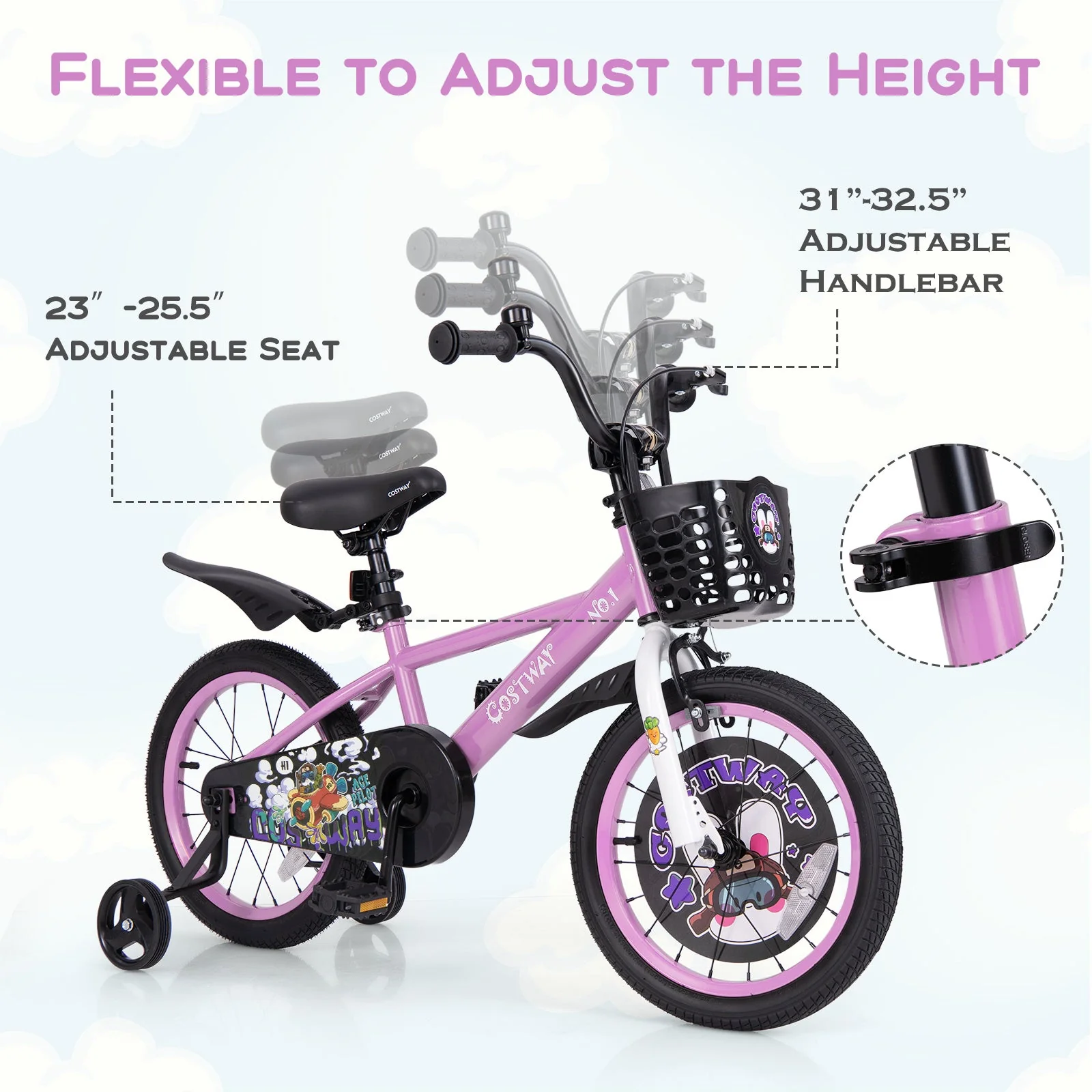 16 Inch Kids Bike for 4-8 Years Old Sport Bicycle with Adjustable Handlebar and Saddle-16 inches - Image 5