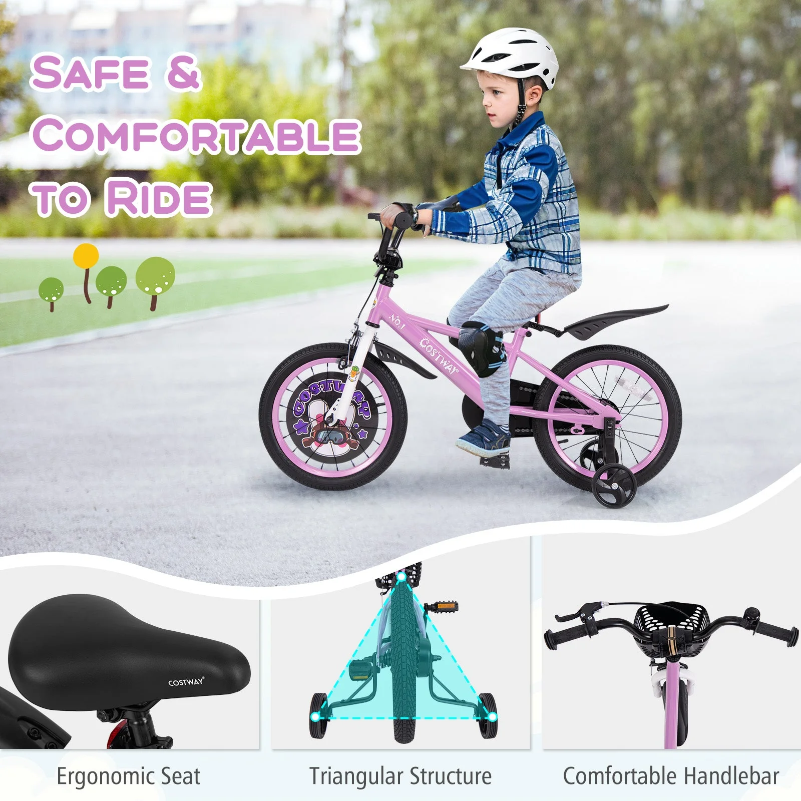 16 Inch Kids Bike for 4-8 Years Old Sport Bicycle with Adjustable Handlebar and Saddle-16 inches - Image 7