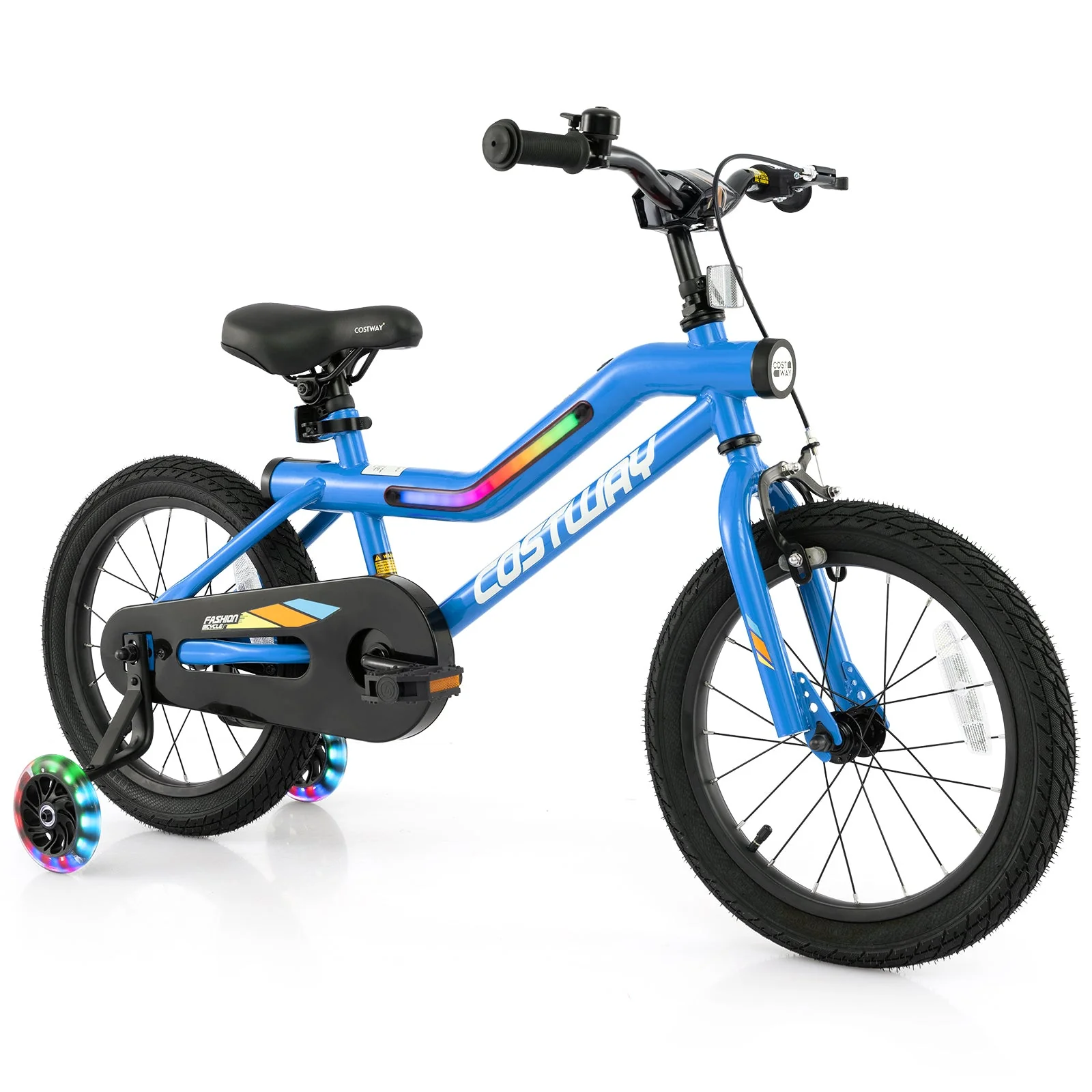 16 Inch Kids Bike LED Lighted Adjustable with Training Wheels for 4-7 Years Old Kids-16 inches - Image 3