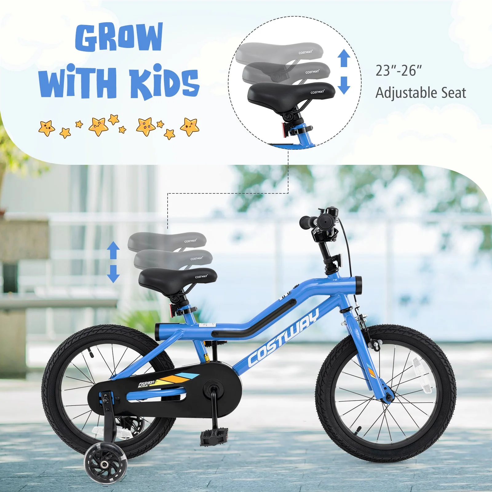 16 Inch Kids Bike LED Lighted Adjustable with Training Wheels for 4-7 Years Old Kids-16 inches - Image 5