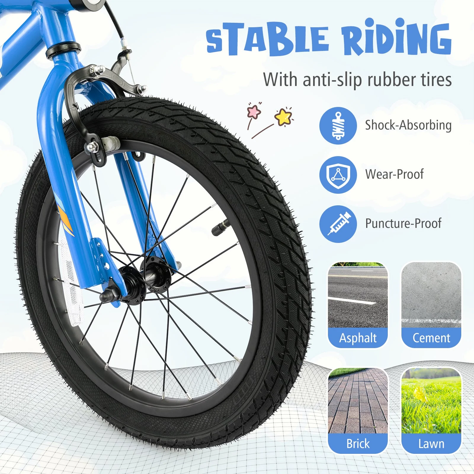 16 Inch Kids Bike LED Lighted Adjustable with Training Wheels for 4-7 Years Old Kids-16 inches - Image 7