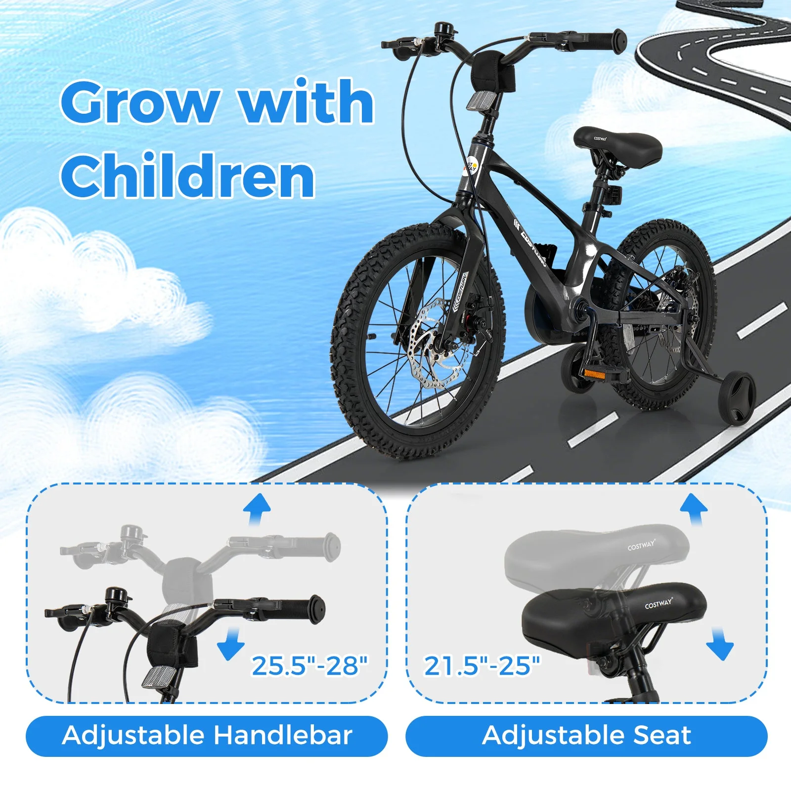 16 Inch Kids Bike Lightweight with 2 Removable Training Wheels for Aged 4-7-16 inches - Image 6