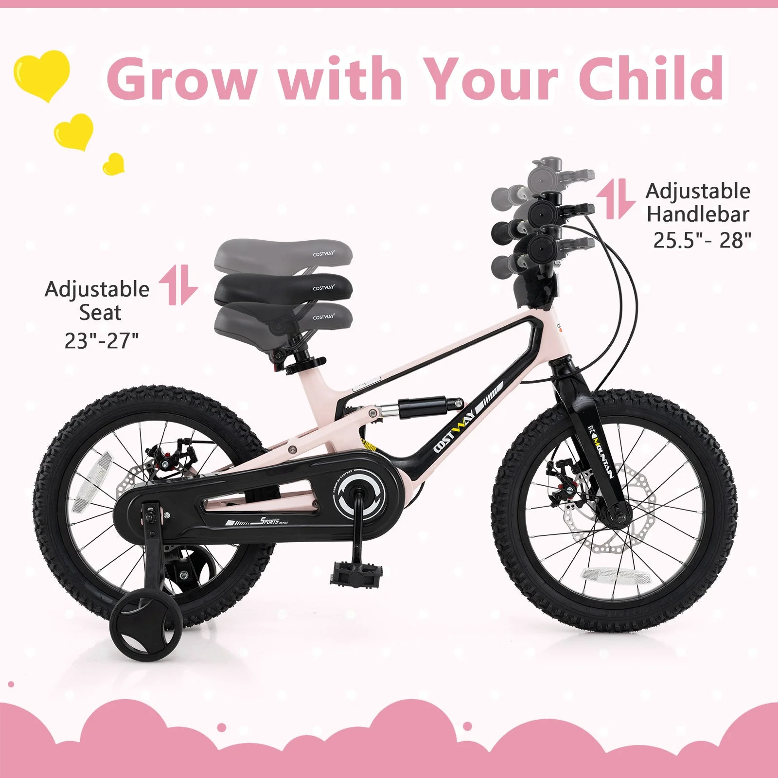 16 Inch Kids Bike Lightweight with Detachable Training Wheels for Aged 4 to 7-16 inches - Image 4