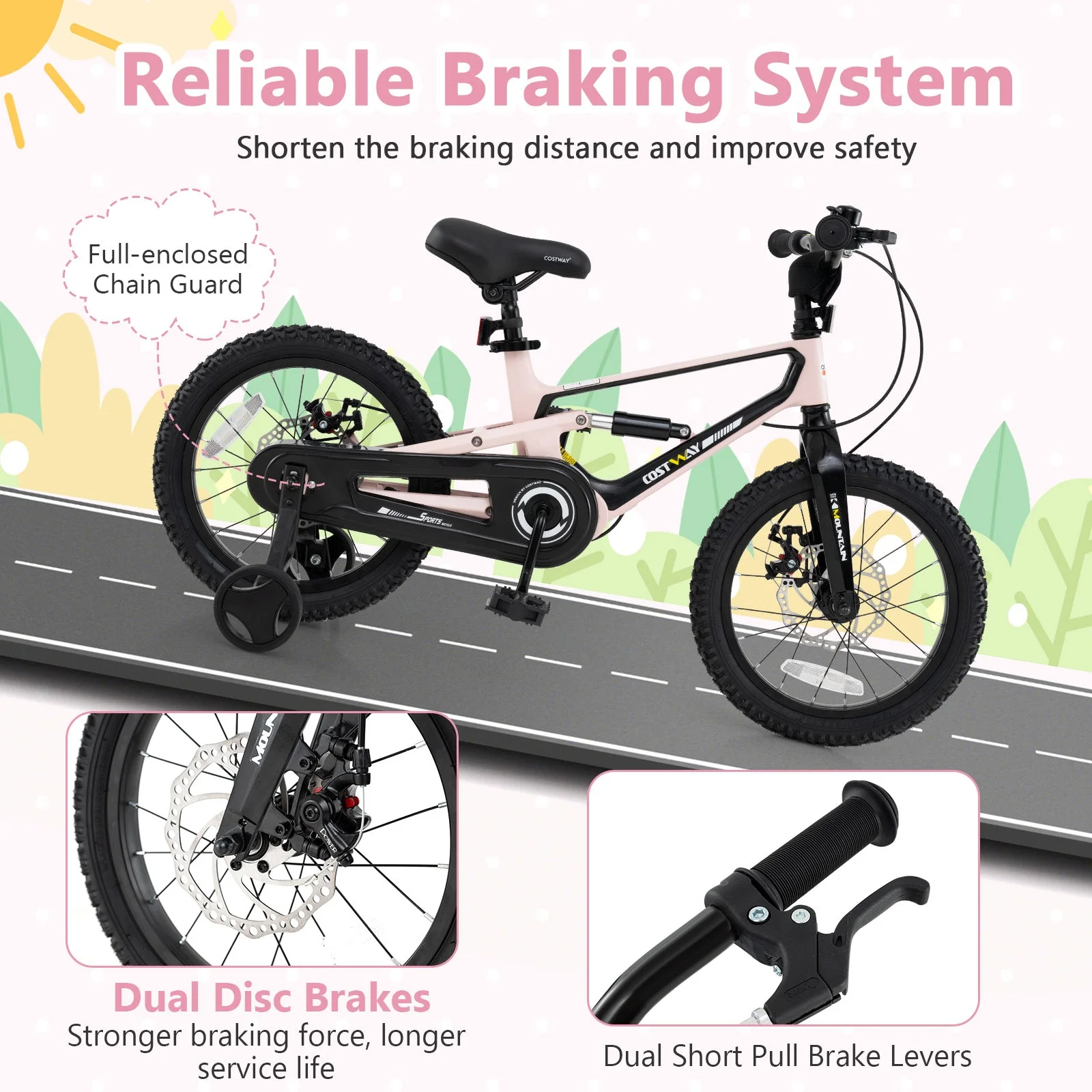 16 Inch Kids Bike Lightweight with Detachable Training Wheels for Aged 4 to 7-16 inches - Image 5