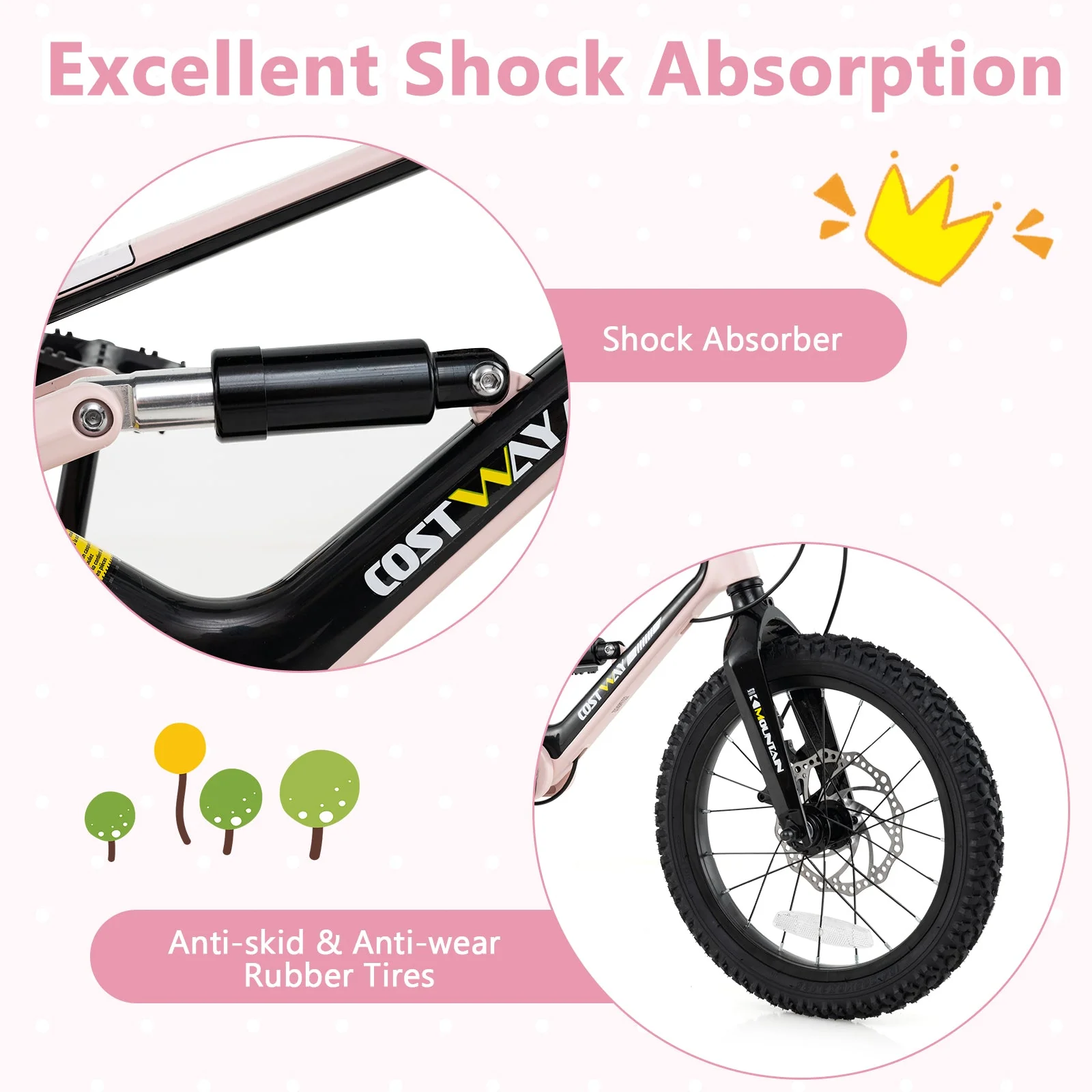 16 Inch Kids Bike Lightweight with Detachable Training Wheels for Aged 4 to 7-16 inches - Image 6