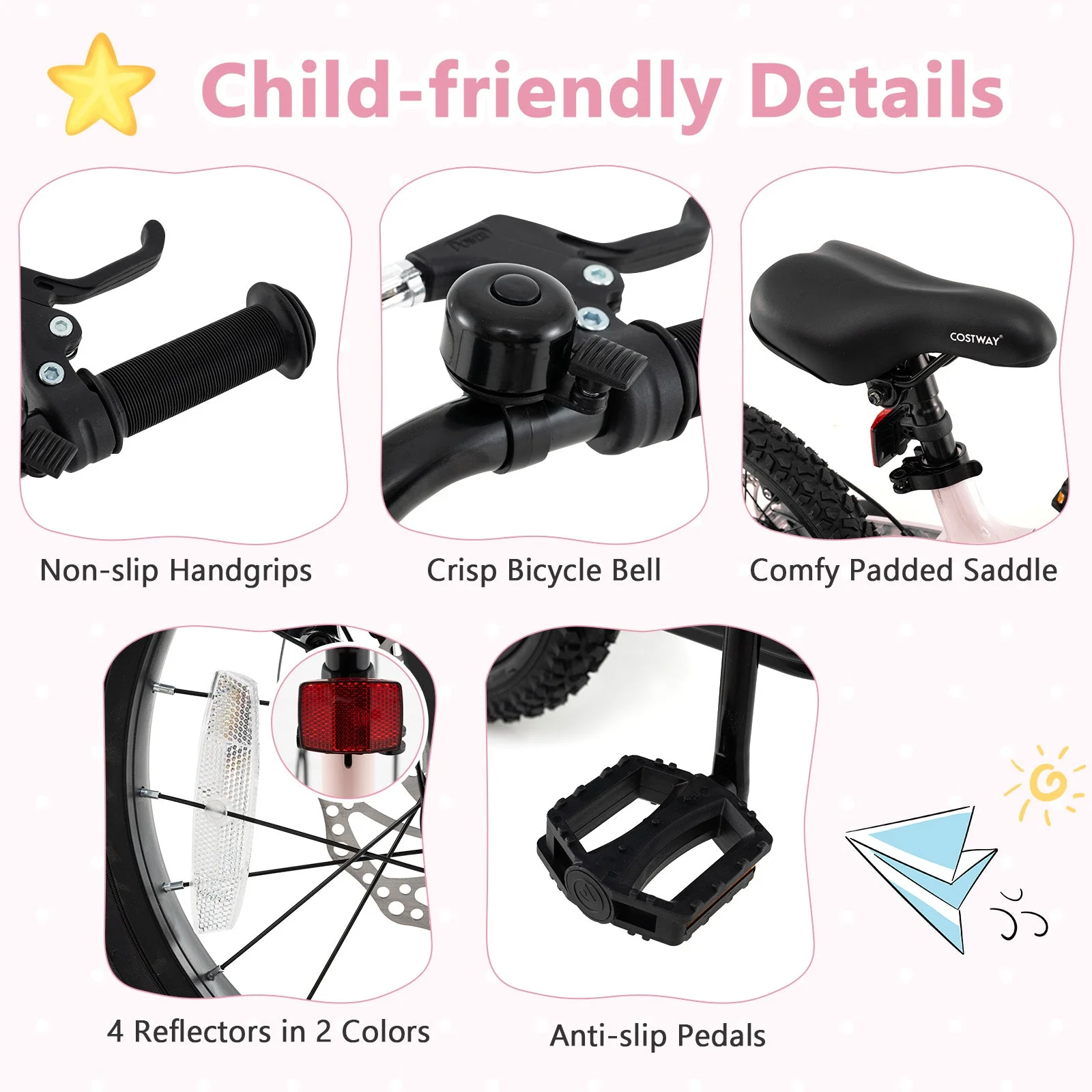 16 Inch Kids Bike Lightweight with Detachable Training Wheels for Aged 4 to 7-16 inches - Image 8