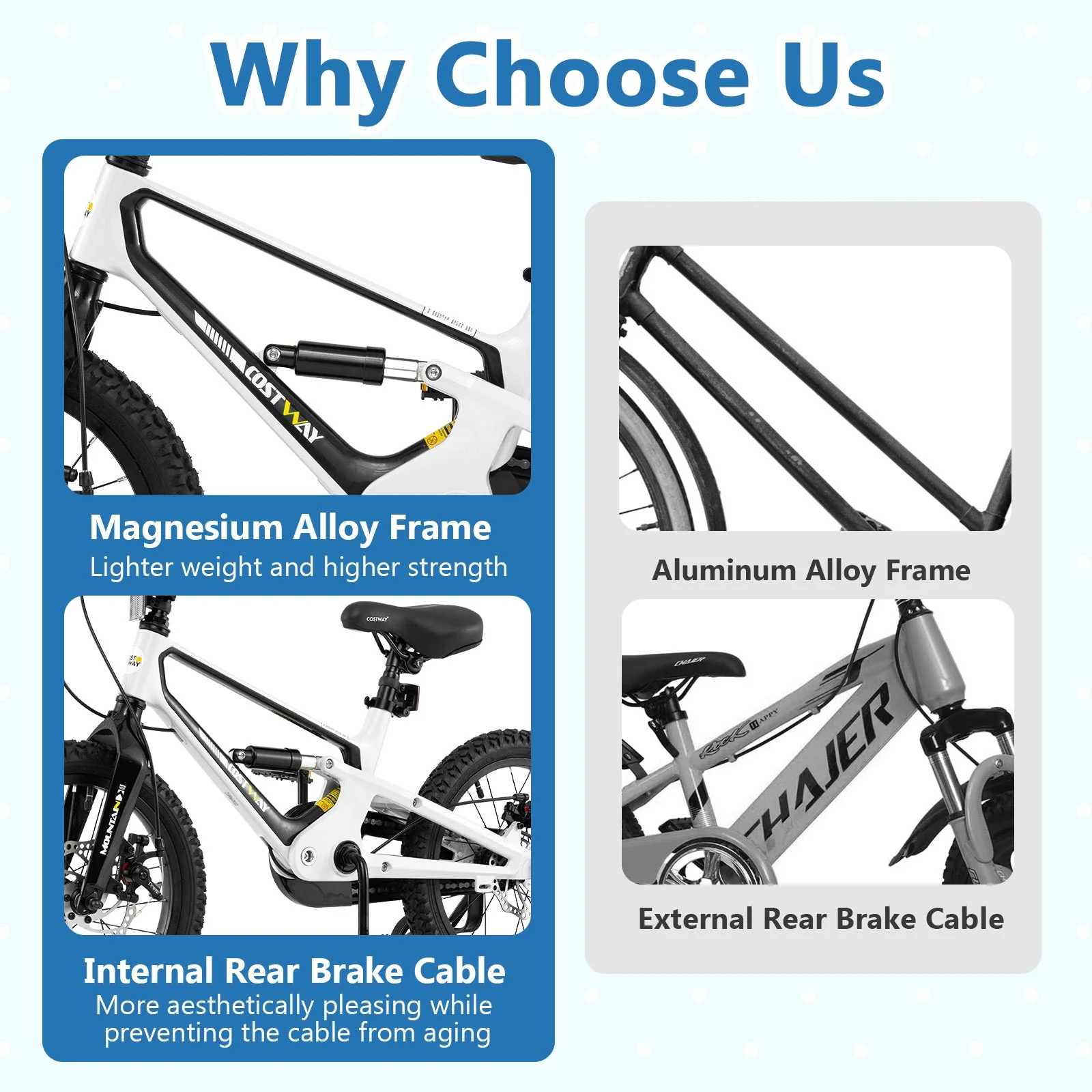 16 Inch Kids Bike Magnesium Alloy Bicycle Adjustable for Aged 4 to 7-16 inches - Image 4