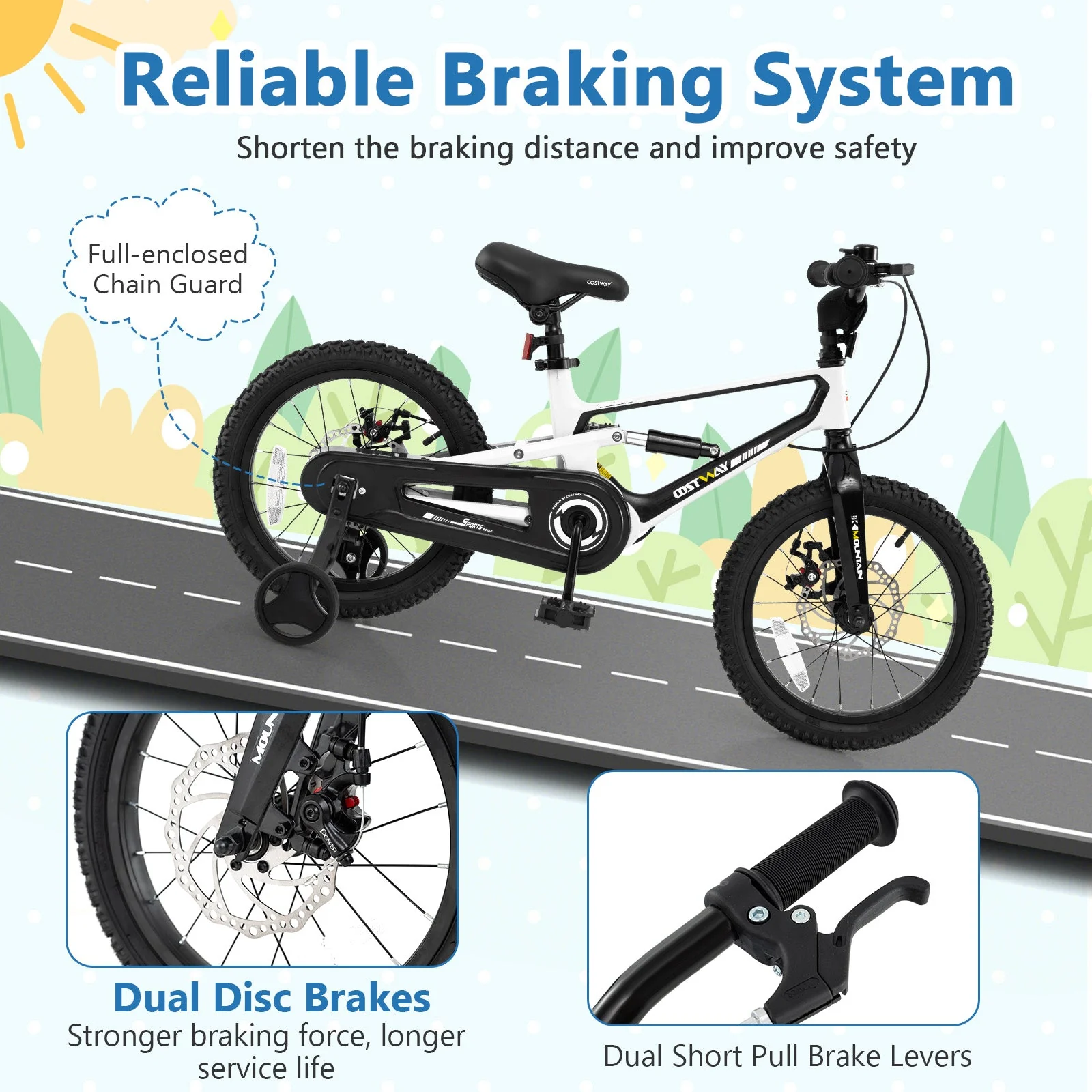 16 Inch Kids Bike Magnesium Alloy Bicycle Adjustable for Aged 4 to 7-16 inches - Image 5