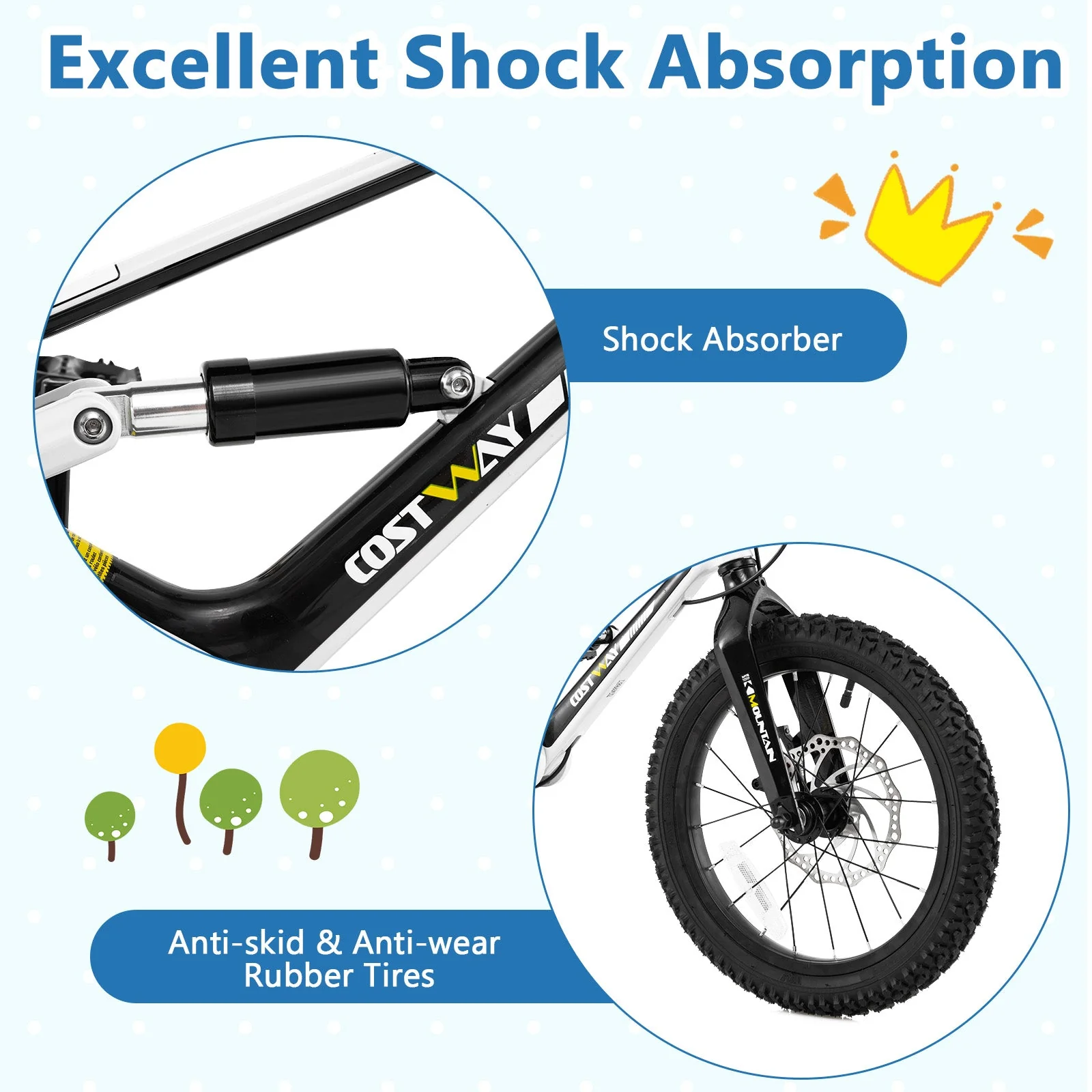16 Inch Kids Bike Magnesium Alloy Bicycle Adjustable for Aged 4 to 7-16 inches - Image 6