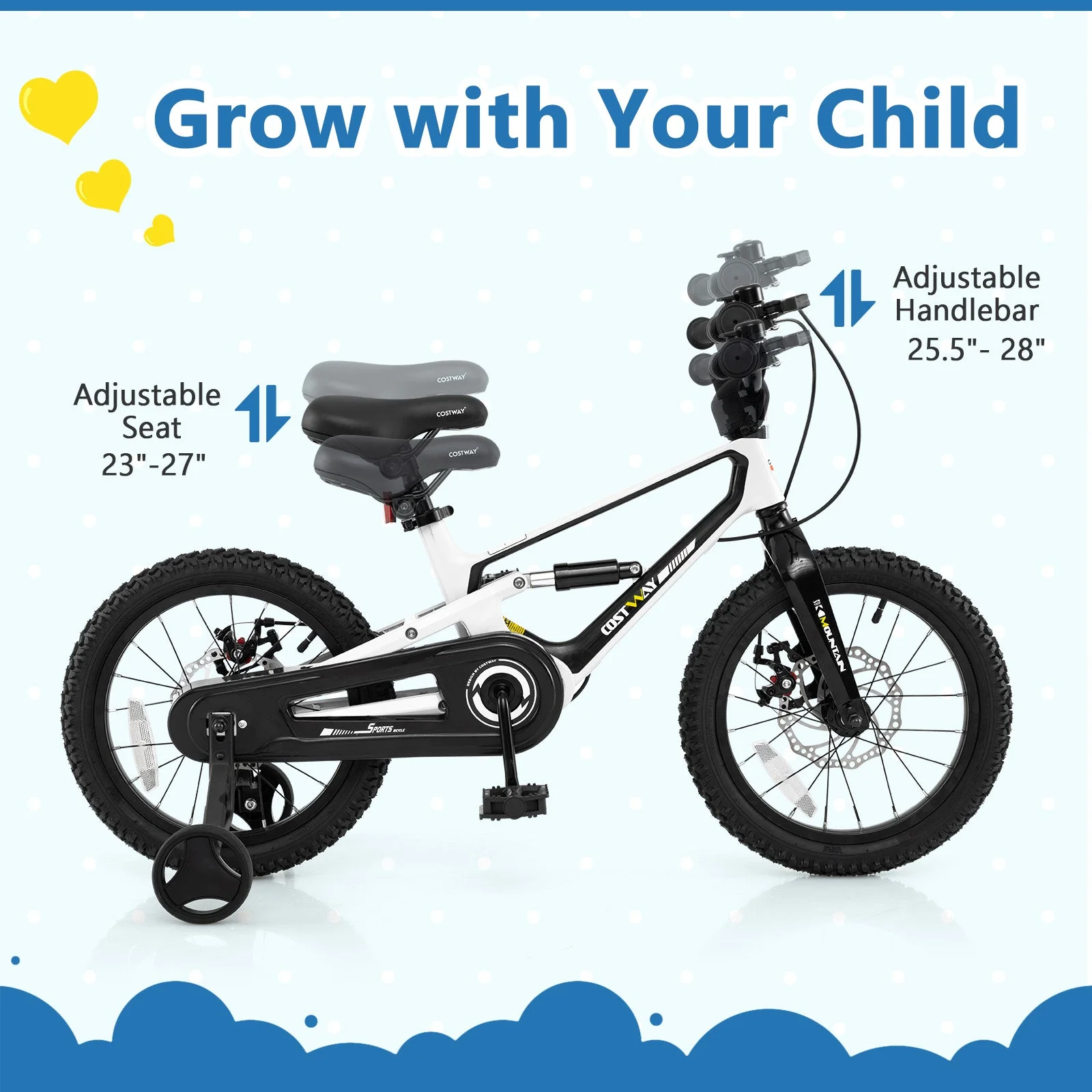 16 Inch Kids Bike Magnesium Alloy Bicycle Adjustable for Aged 4 to 7-16 inches - Image 8
