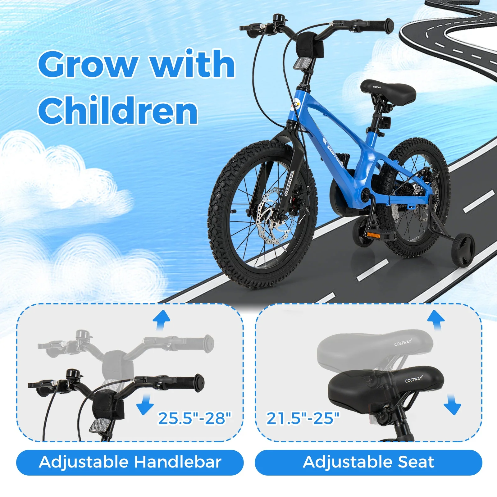16 Inch Kids Bike Magnesium Alloy Training Bicycle Adjustable for 4 to 7 Years Old-16 inches - Image 6