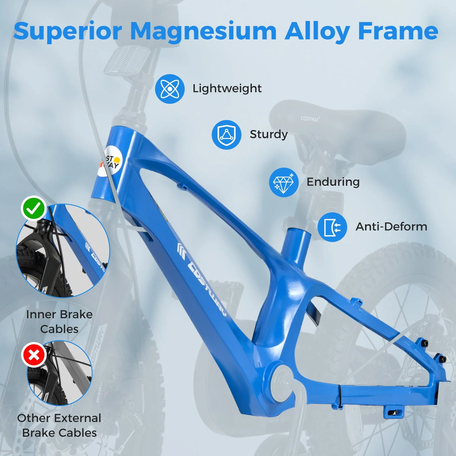 16 Inch Kids Bike Magnesium Alloy Training Bicycle Adjustable for 4 to 7 Years Old-16 inches - Image 8
