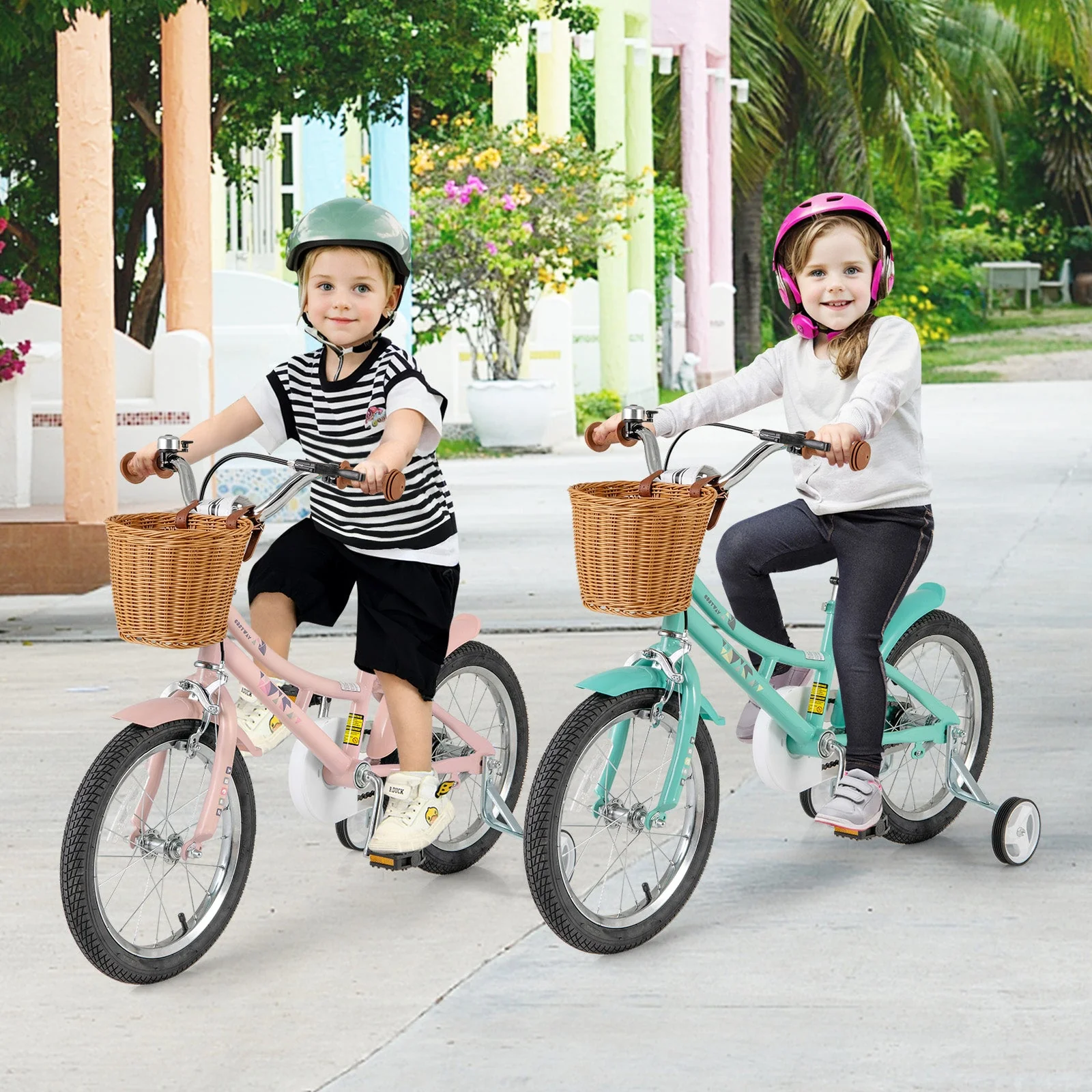16 Inch Kids Bike Retro Bicycle with Adjustable Height and Basket for Ages 4-7 Years Old-16 inches - Image 2