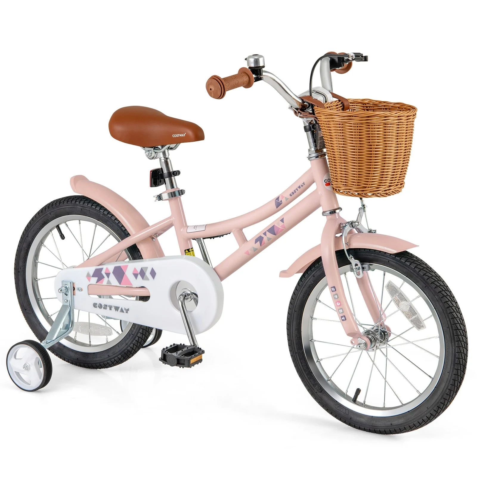 16 Inch Kids Bike Retro Bicycle with Adjustable Height and Basket for Ages 4-7 Years Old-16 inches - Image 3
