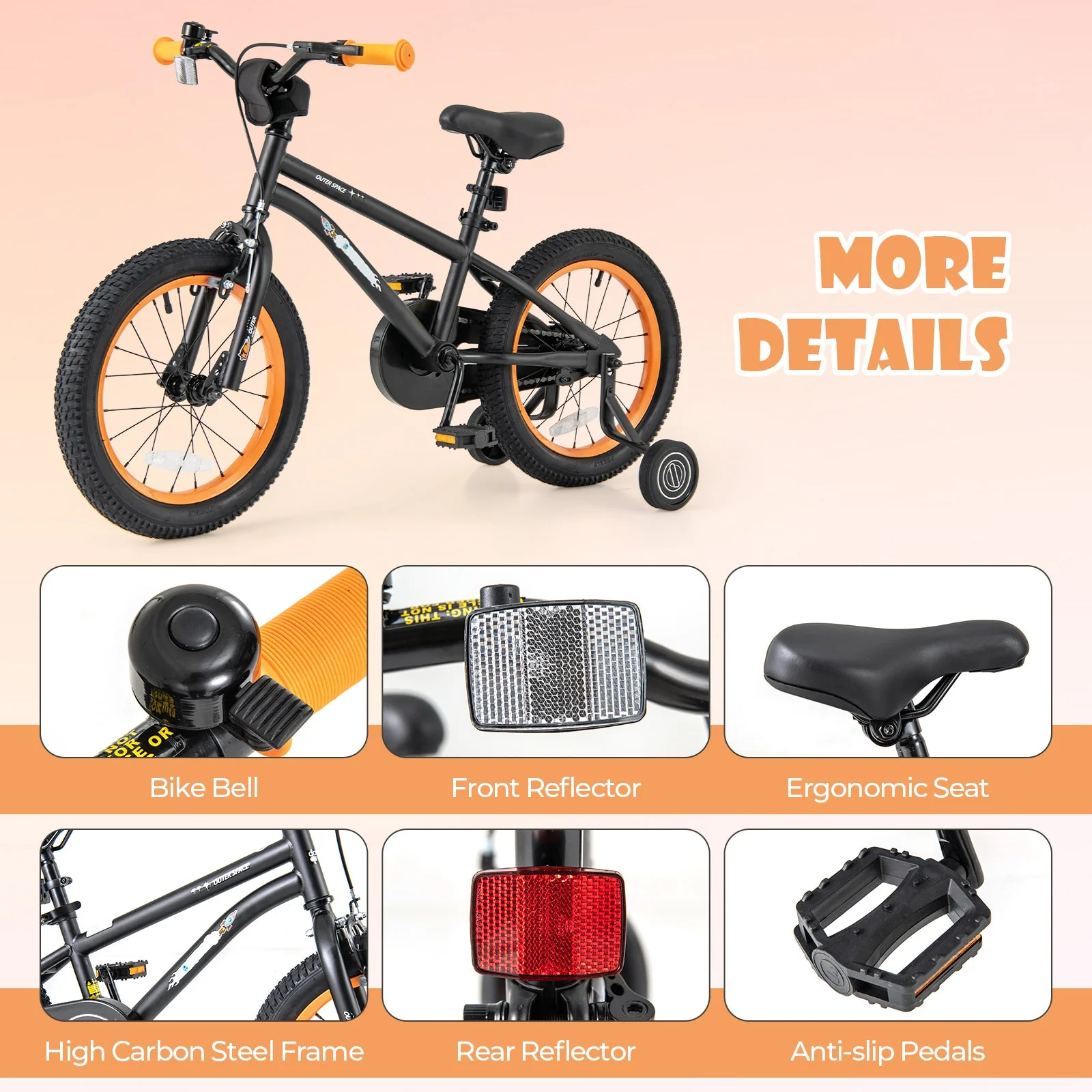 16-Inch Kids Bike Sport Bicycle for 4-7 Years Old with Adjustable Seat and Reflectors-16 inches - Image 7