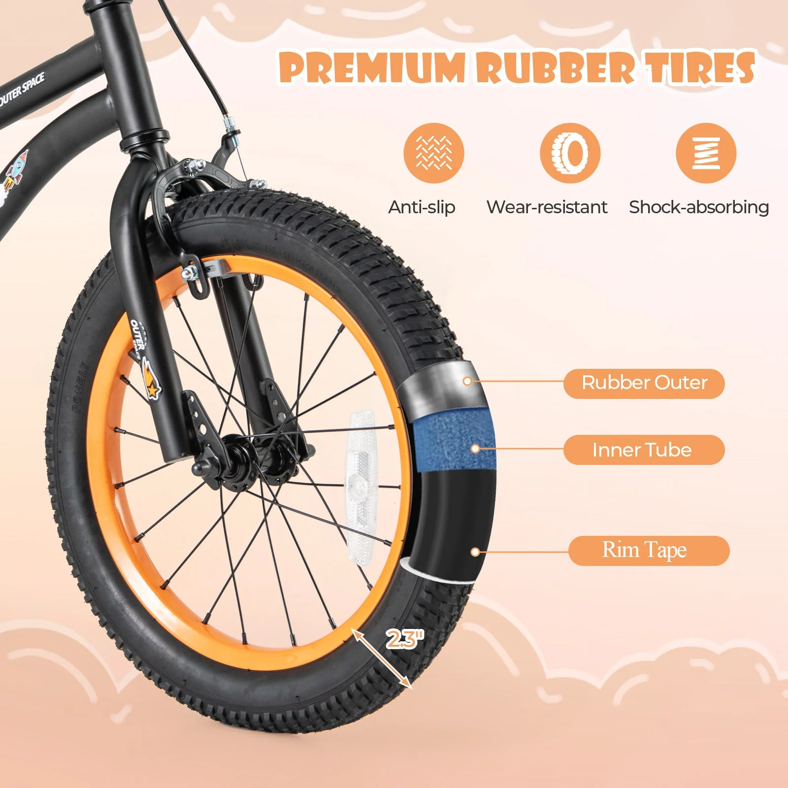 16-Inch Kids Bike Sport Bicycle for 4-7 Years Old with Adjustable Seat and Reflectors-16 inches - Image 8