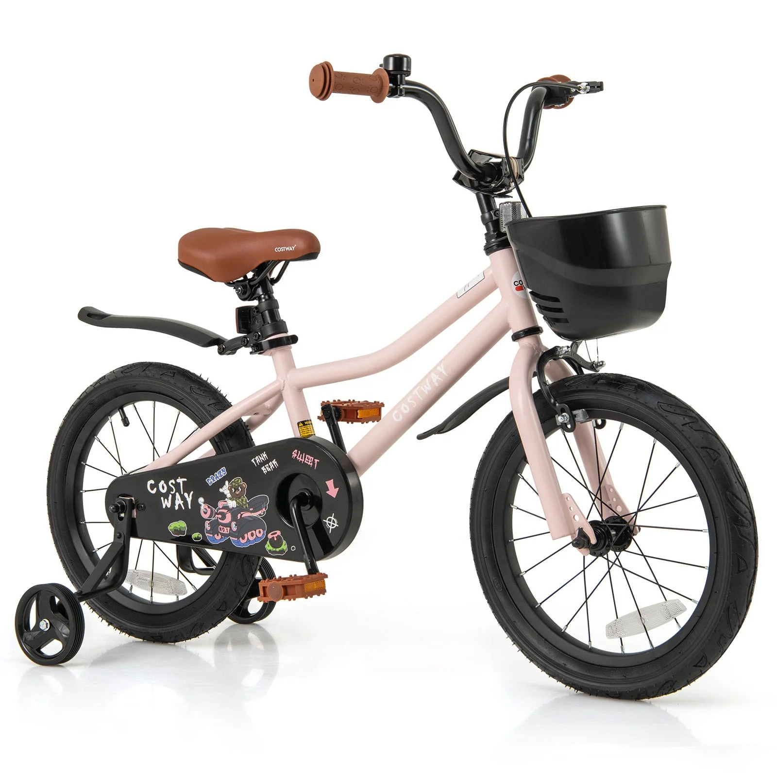 16-Inch Kids Bike with Basket and Adjustable Handlebar for 4-7 Years Old - Image 3