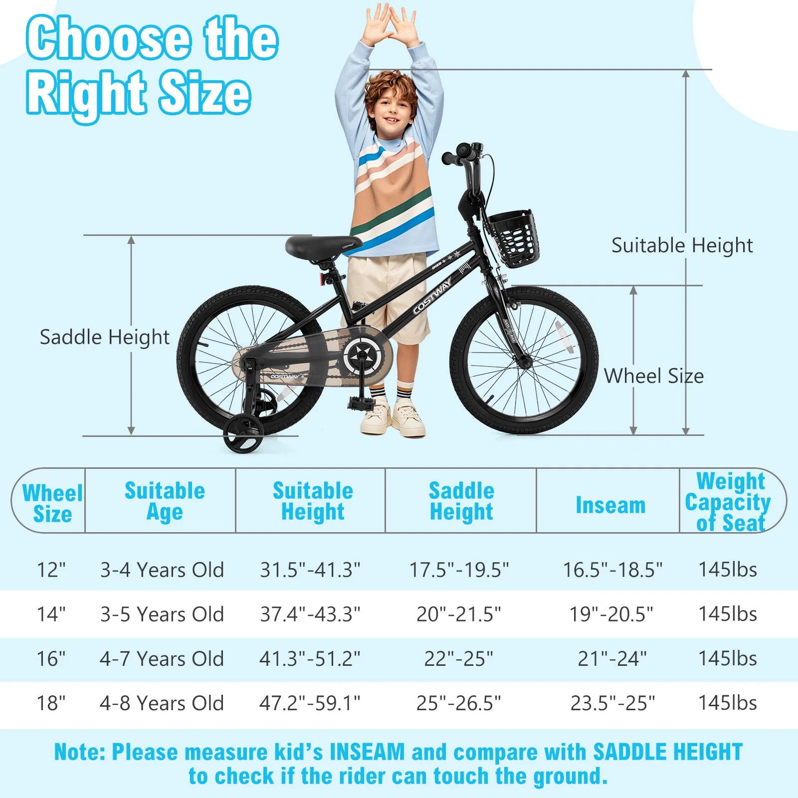 16 Inch Kids Bike with Basket and Training Wheels for Children Aged 4-7 Years Old - Image 4