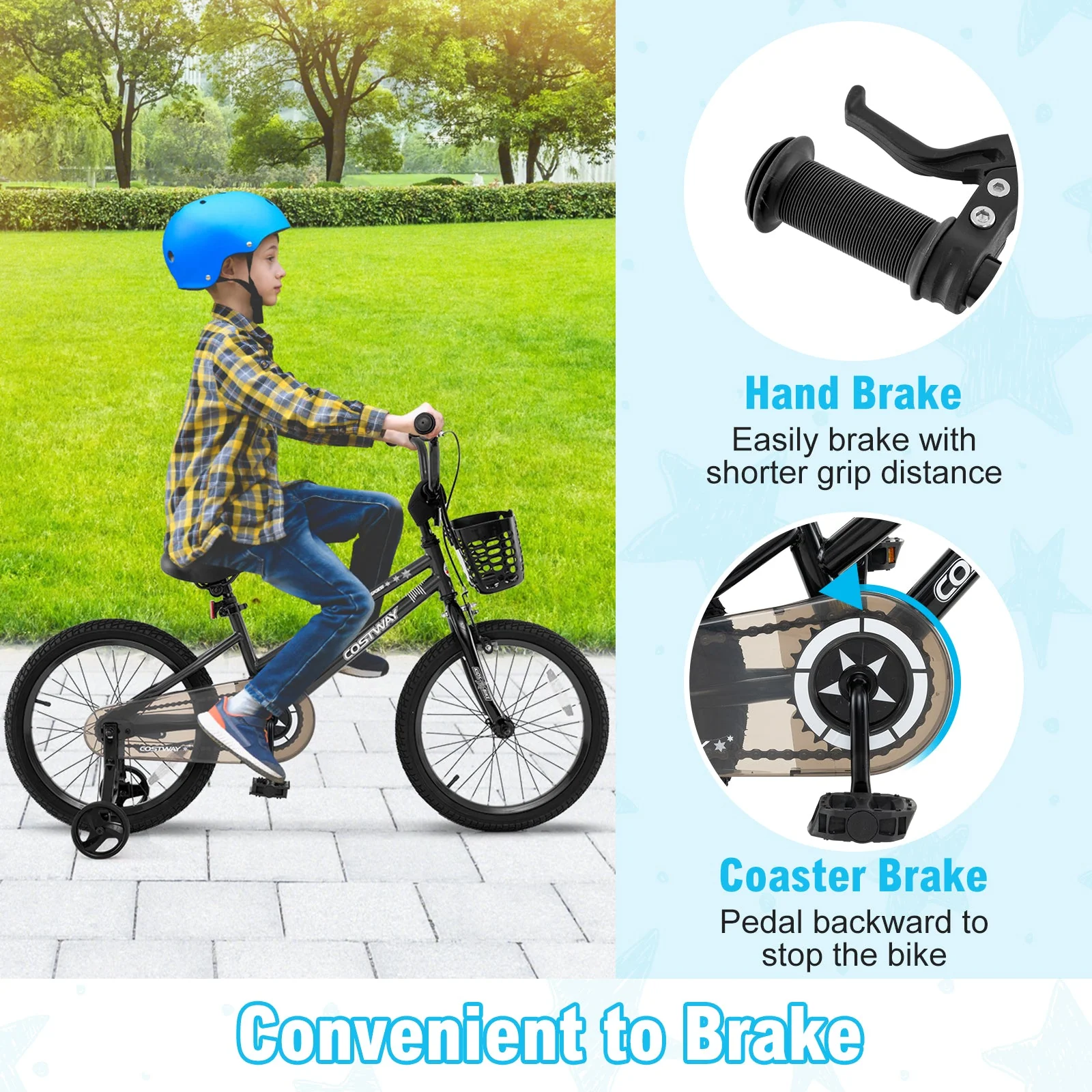 16 Inch Kids Bike with Basket and Training Wheels for Children Aged 4-7 Years Old - Image 6