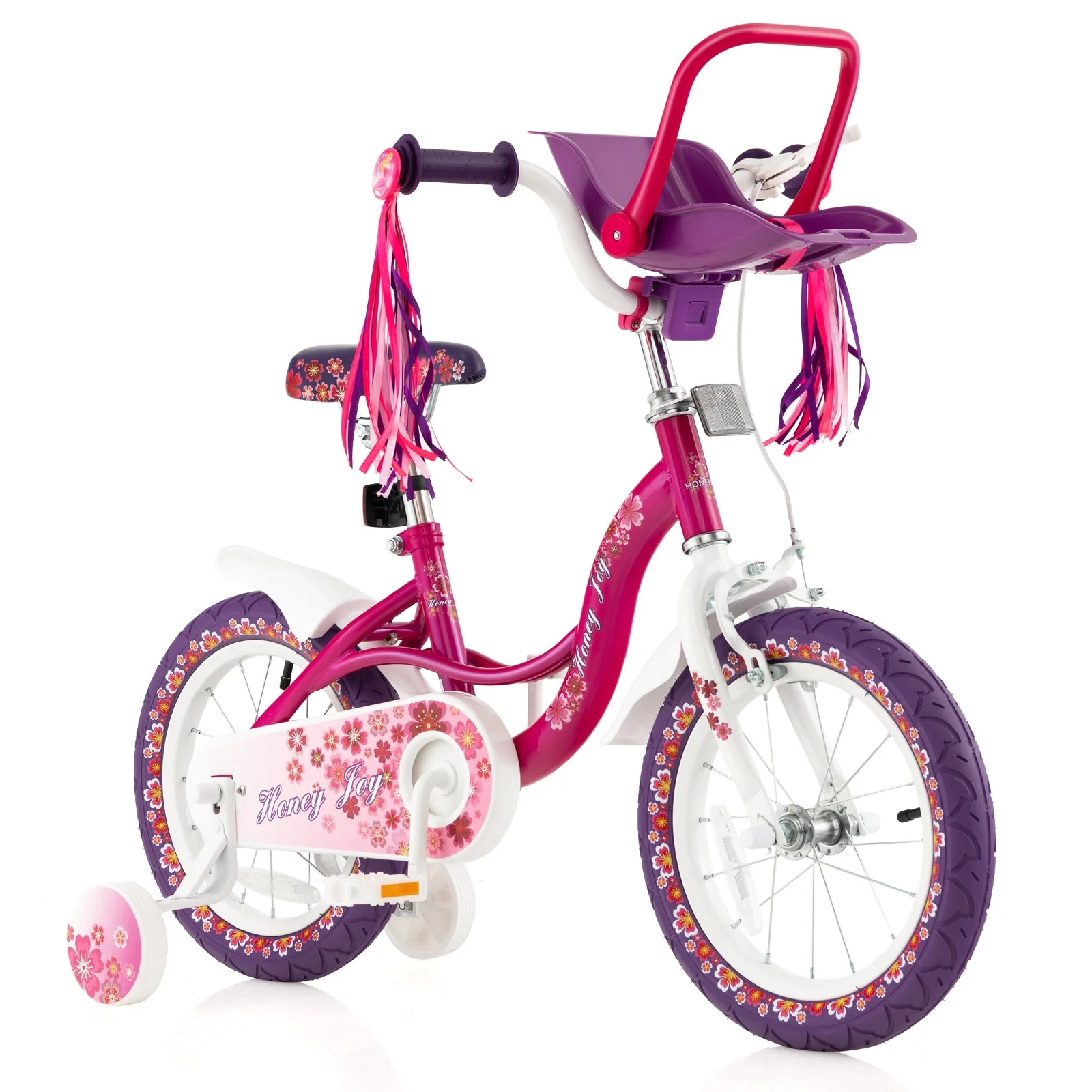 16 Inch Kids Bike with Doll Seat and Removable Training Wheels-16 inches - Image 3