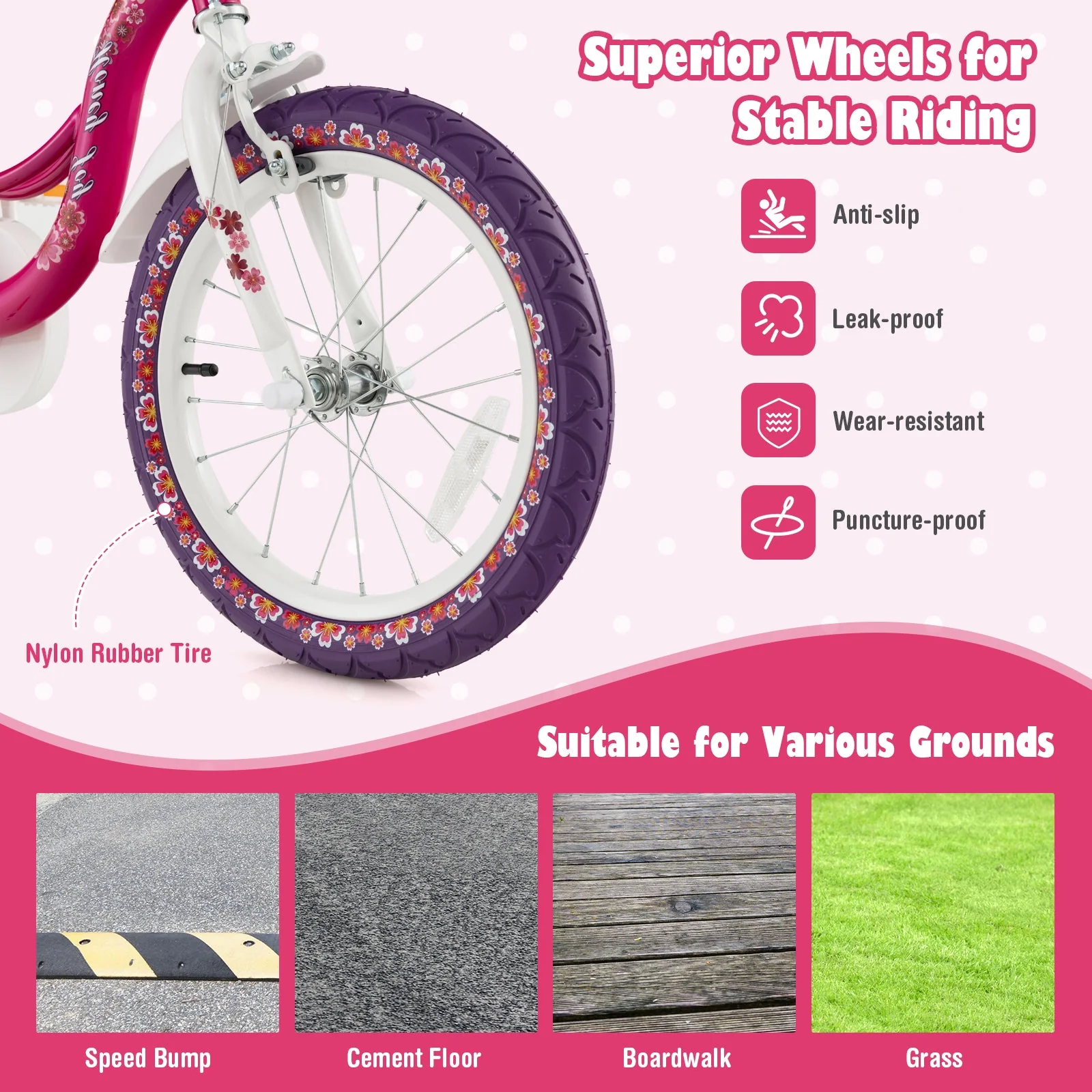 16 Inch Kids Bike with Doll Seat and Removable Training Wheels-16 inches - Image 8