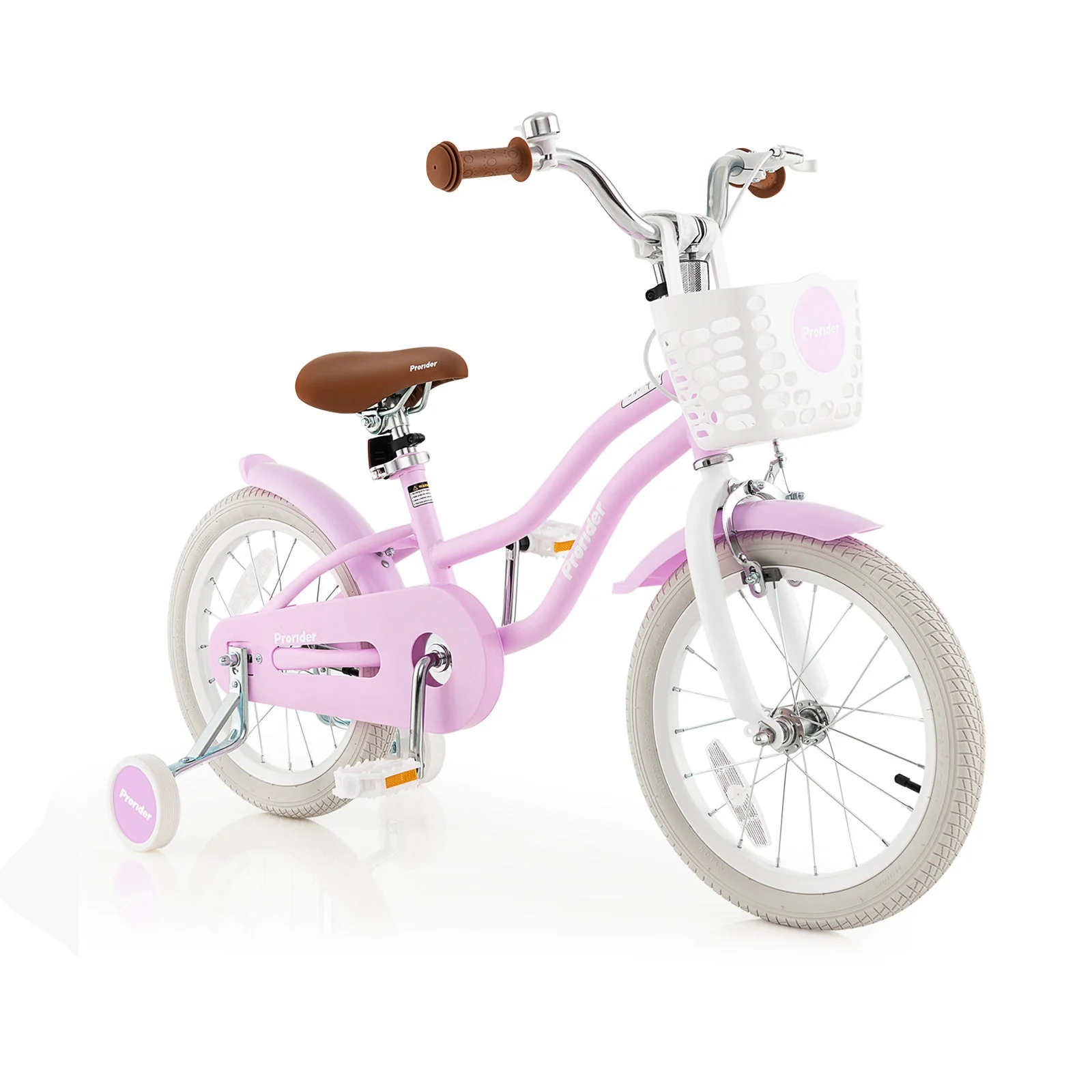 16 Inch Kids Bike with Front Handbrake and 2 Training Wheels-Purple - Image 2