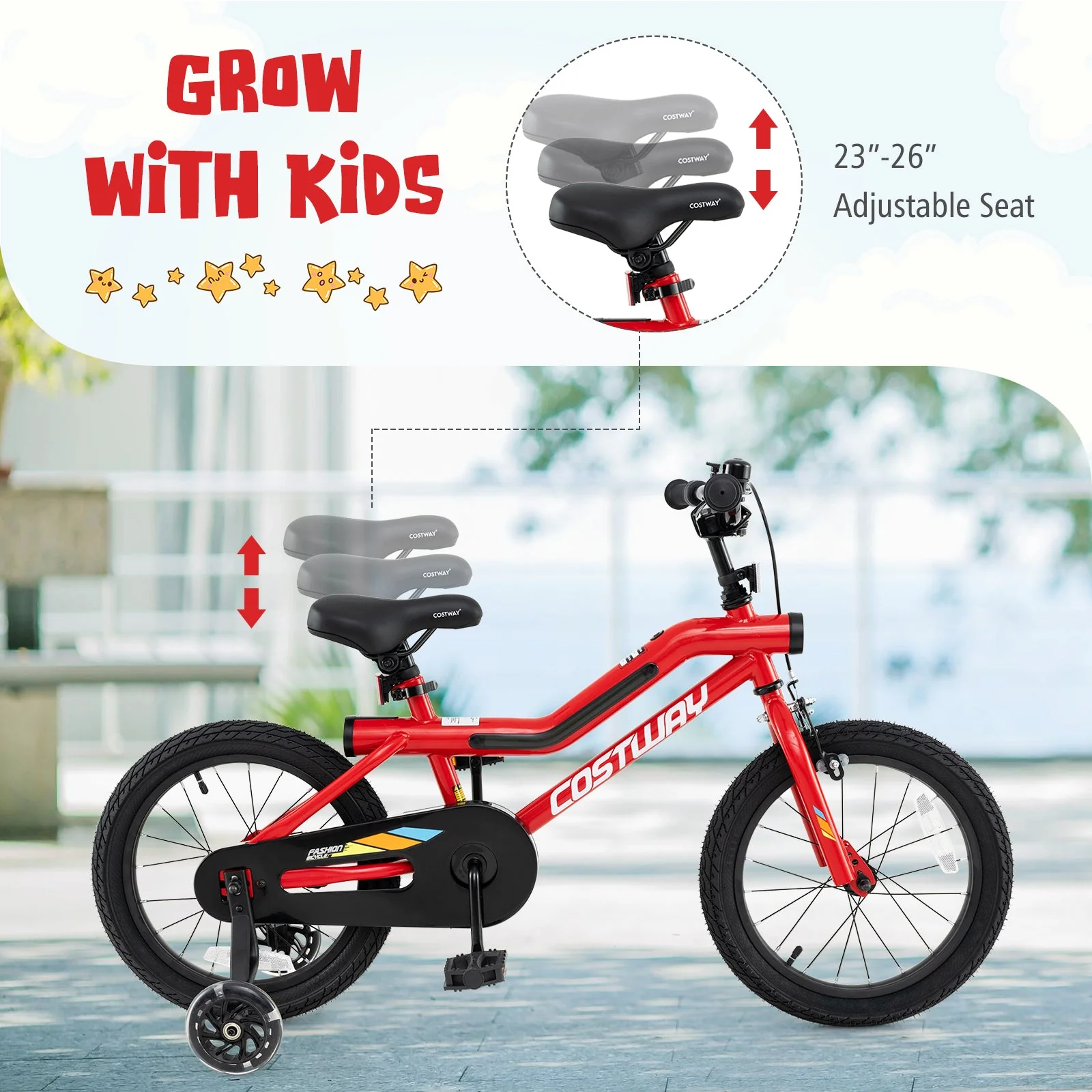 16 Inch Kids Bike with LED Lights Adjustable Carbon Steel Bicycle for 4-7 Years Old-16 inches - Image 5
