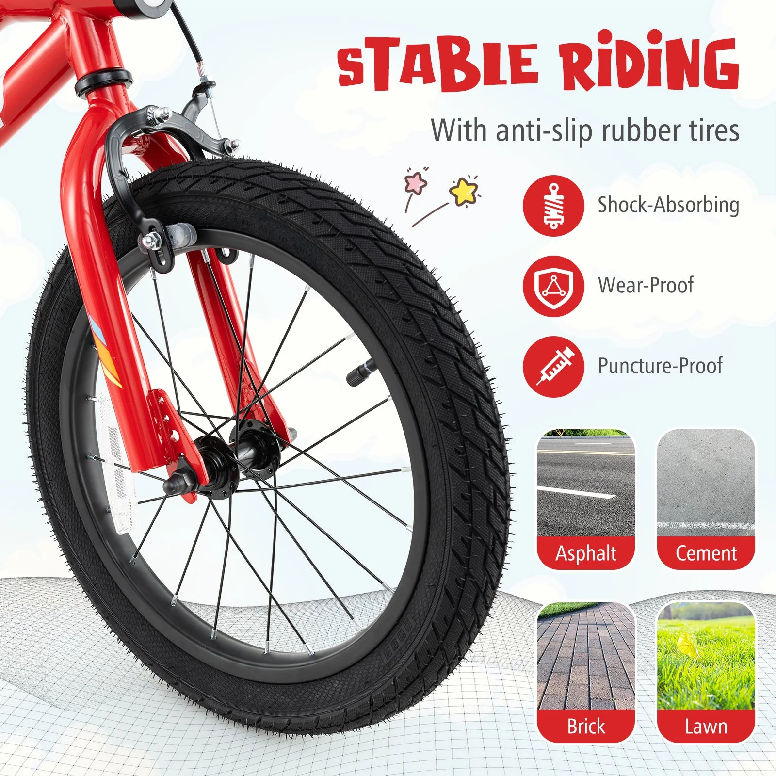 16 Inch Kids Bike with LED Lights Adjustable Carbon Steel Bicycle for 4-7 Years Old-16 inches - Image 7