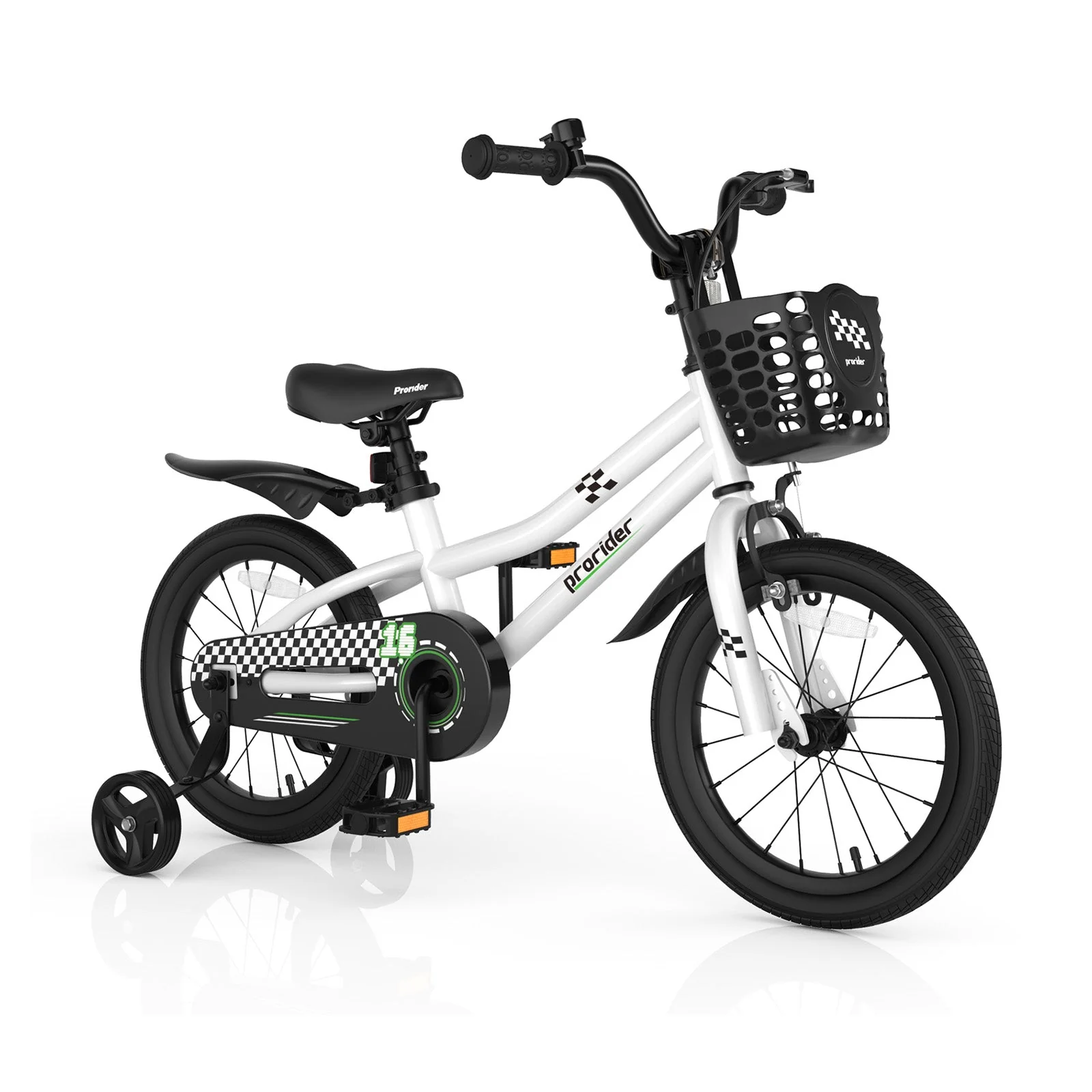 16 Inch Kids Bike with Removable Training Wheels-Black & White - Image 3