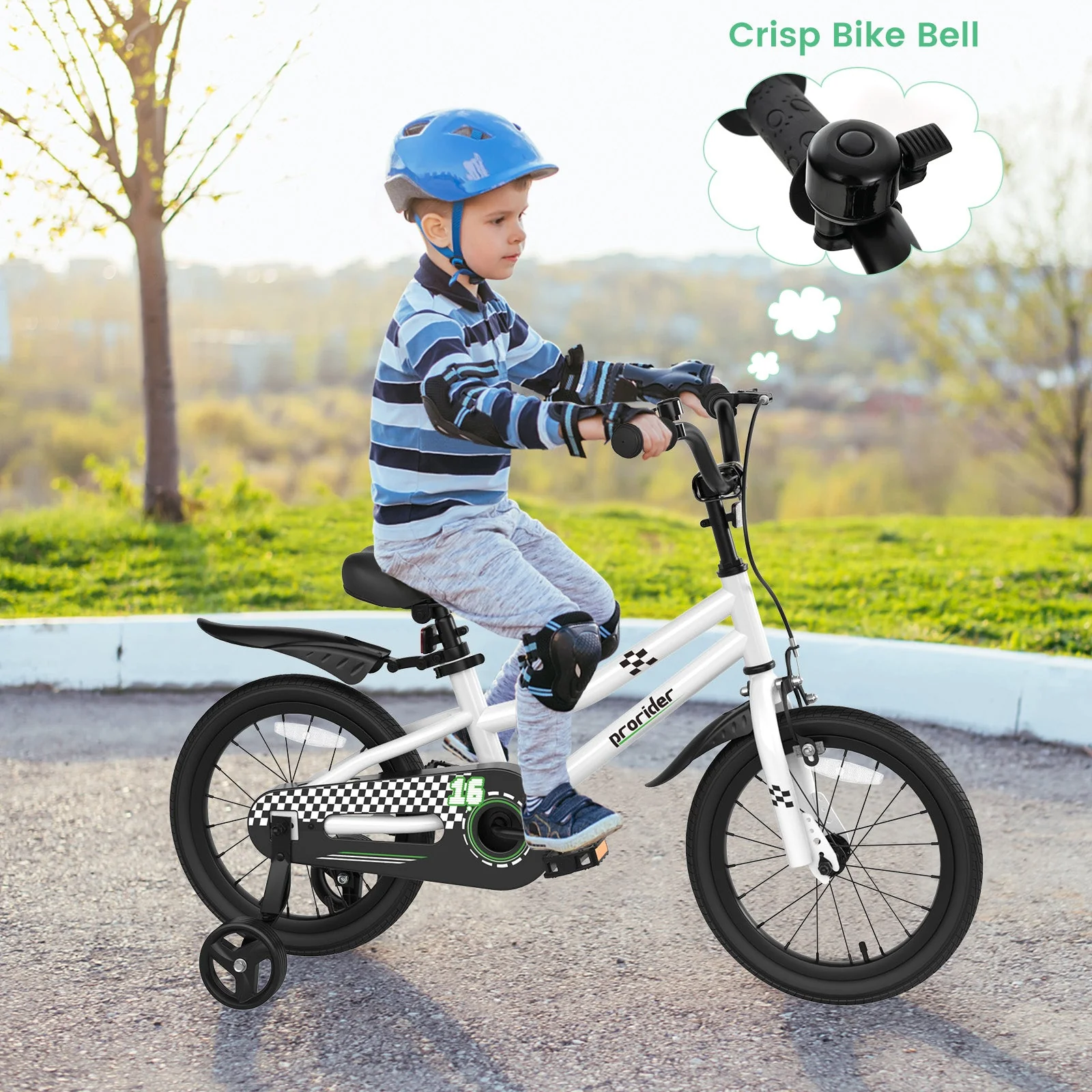 16 Inch Kids Bike with Removable Training Wheels-Black & White - Image 5