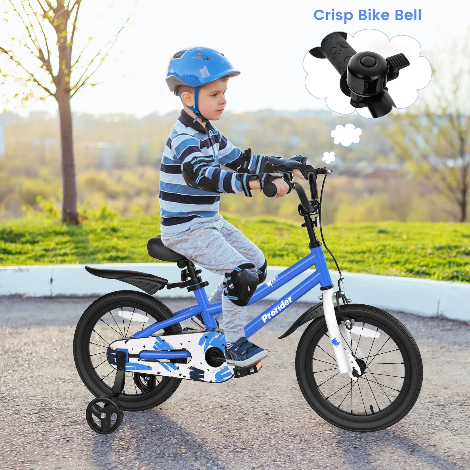 16 Inch Kids Bike with Removable Training Wheels-Blue - Image 4