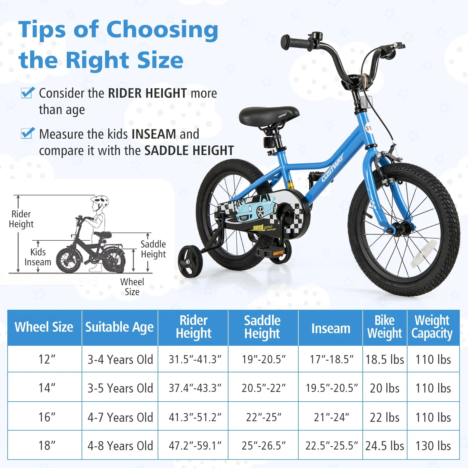 16 Inch Kids Bike with Removable Training Wheels for Aged 4-7 Years Old - Image 4