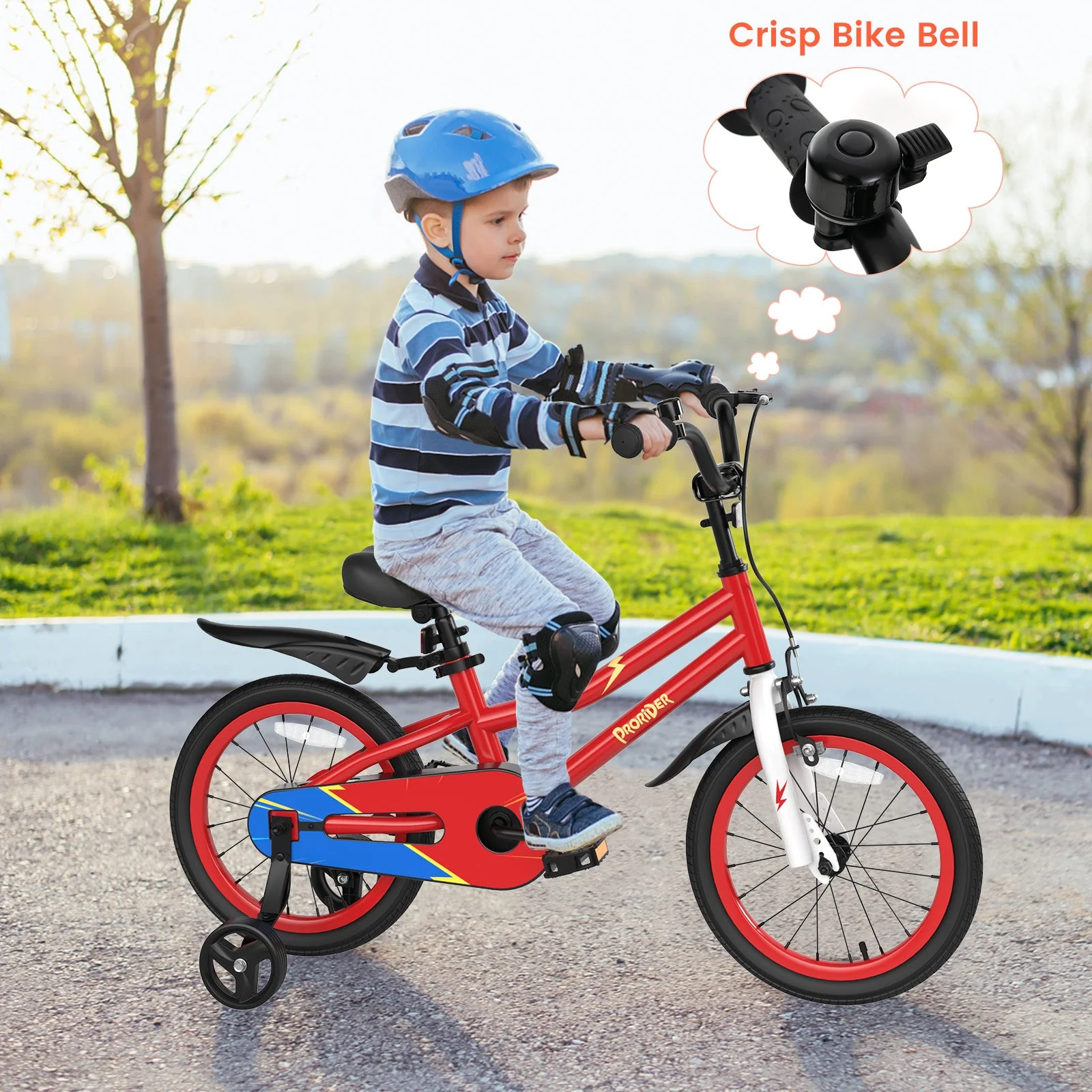 16 Inch Kids Bike with Removable Training Wheels-Red - Image 4