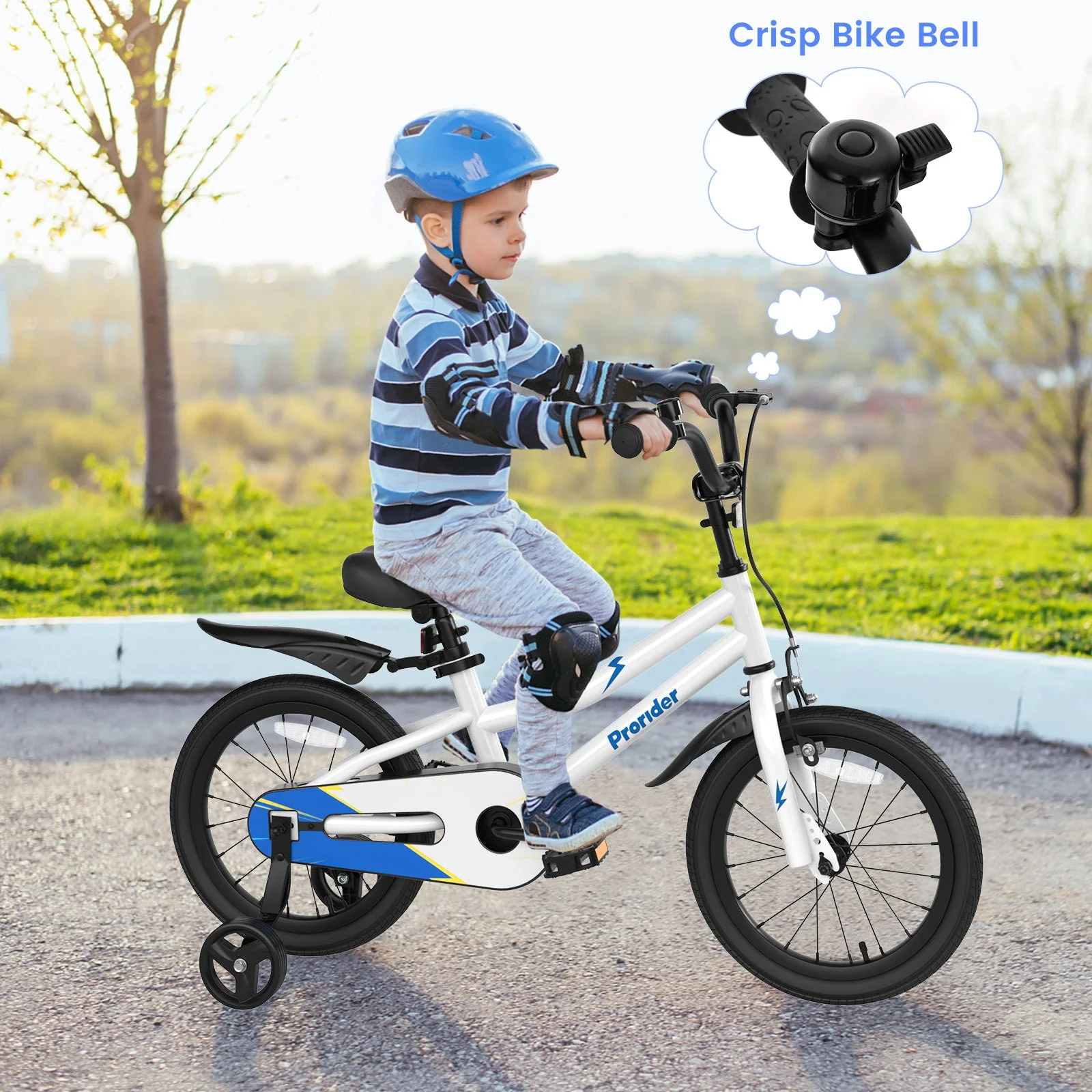 16 Inch Kids Bike with Removable Training Wheels-White - Image 4