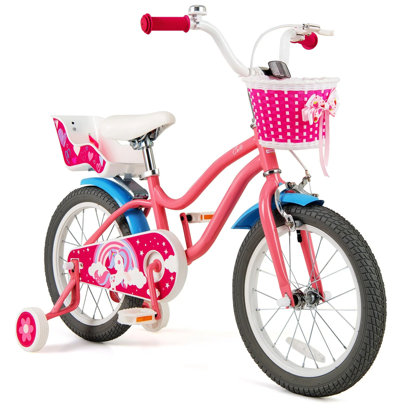 16 Inch Kids Bike with Training Wheels and Storage Basket-16 inches - Image 2