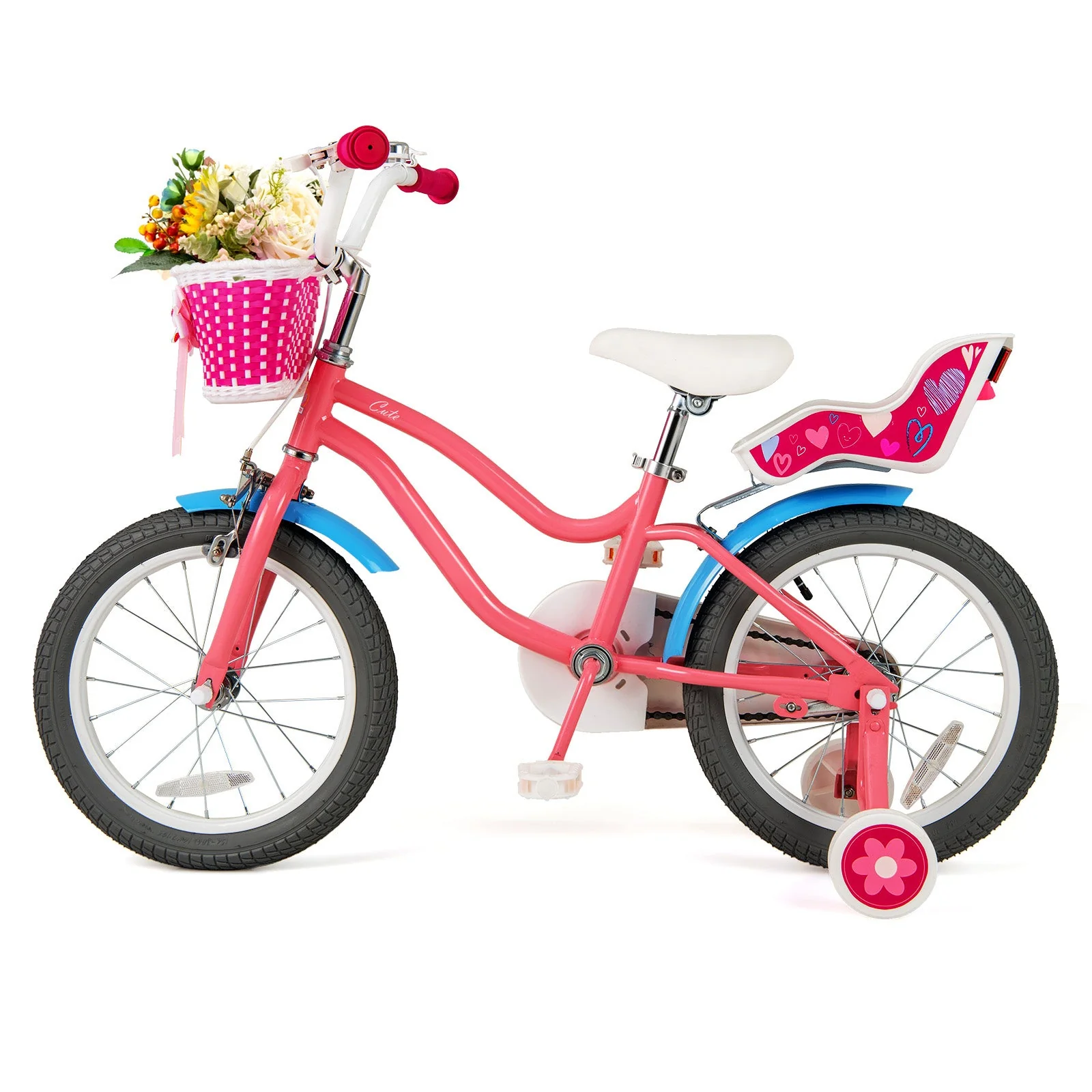 16 Inch Kids Bike with Training Wheels and Storage Basket-16 inches - Image 3