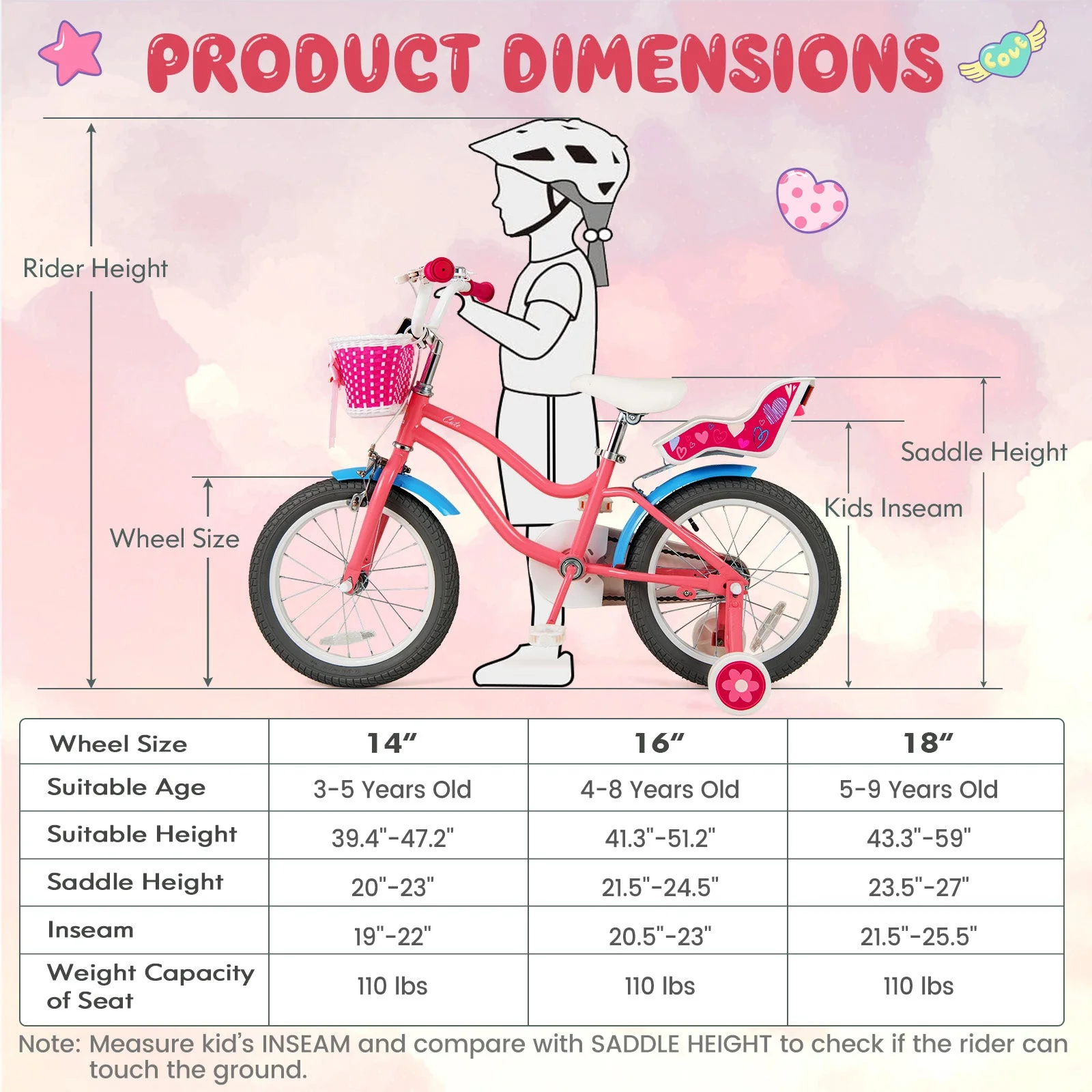 16 Inch Kids Bike with Training Wheels and Storage Basket-16 inches - Image 4